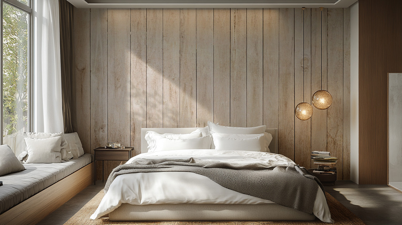 Beige Wood Panel Wallpaper Mural