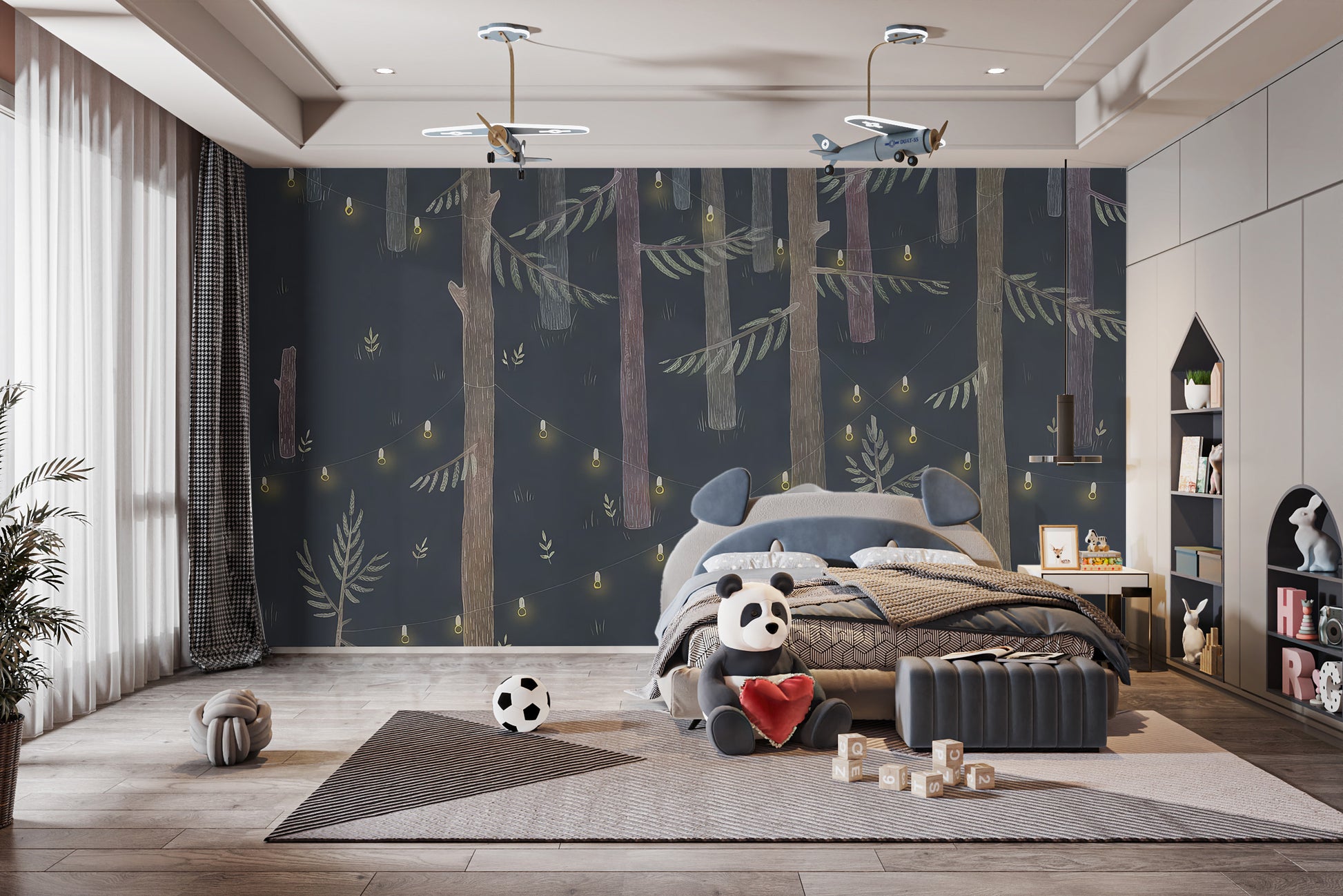 Midnight Grove Fairy Lights Wallpaper Mural