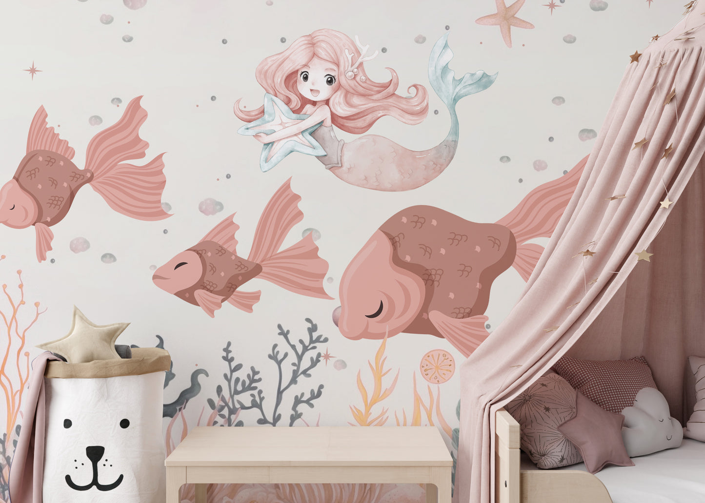 Mermaid Enchanted Reef Mural adhesive wallpaper