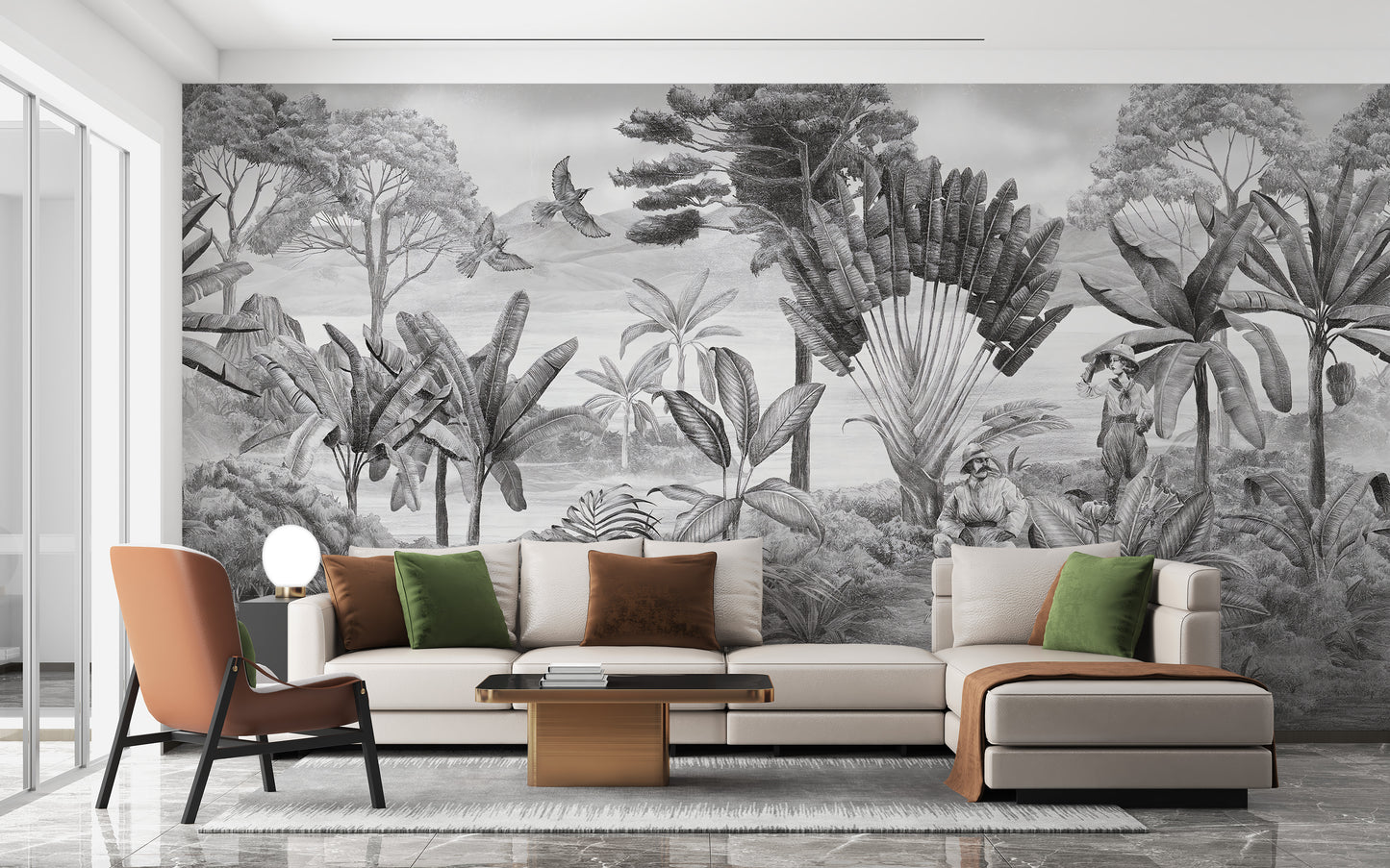 Black and white scenery wallpaper mural