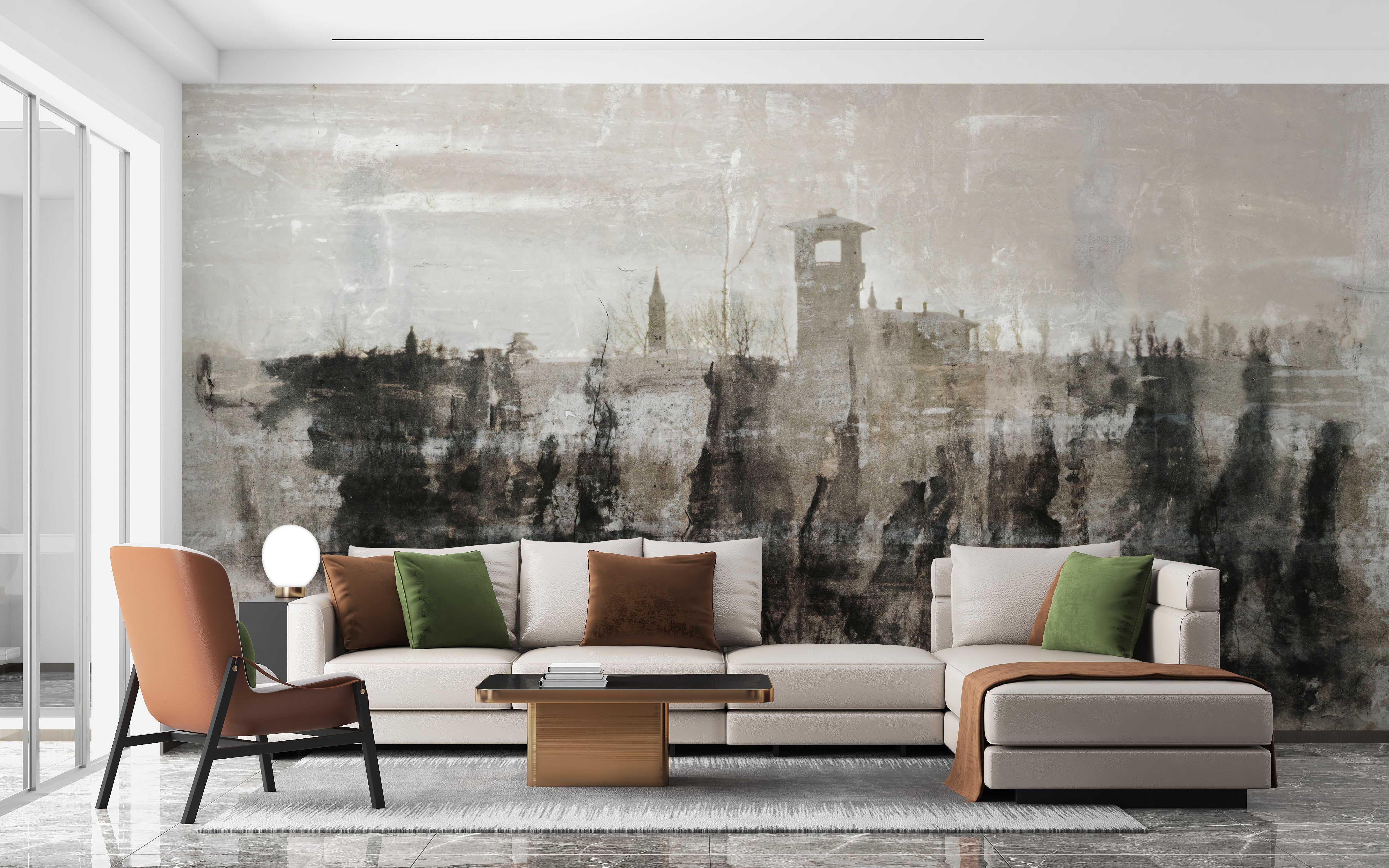 Inked ruins wallpaper murals for walls