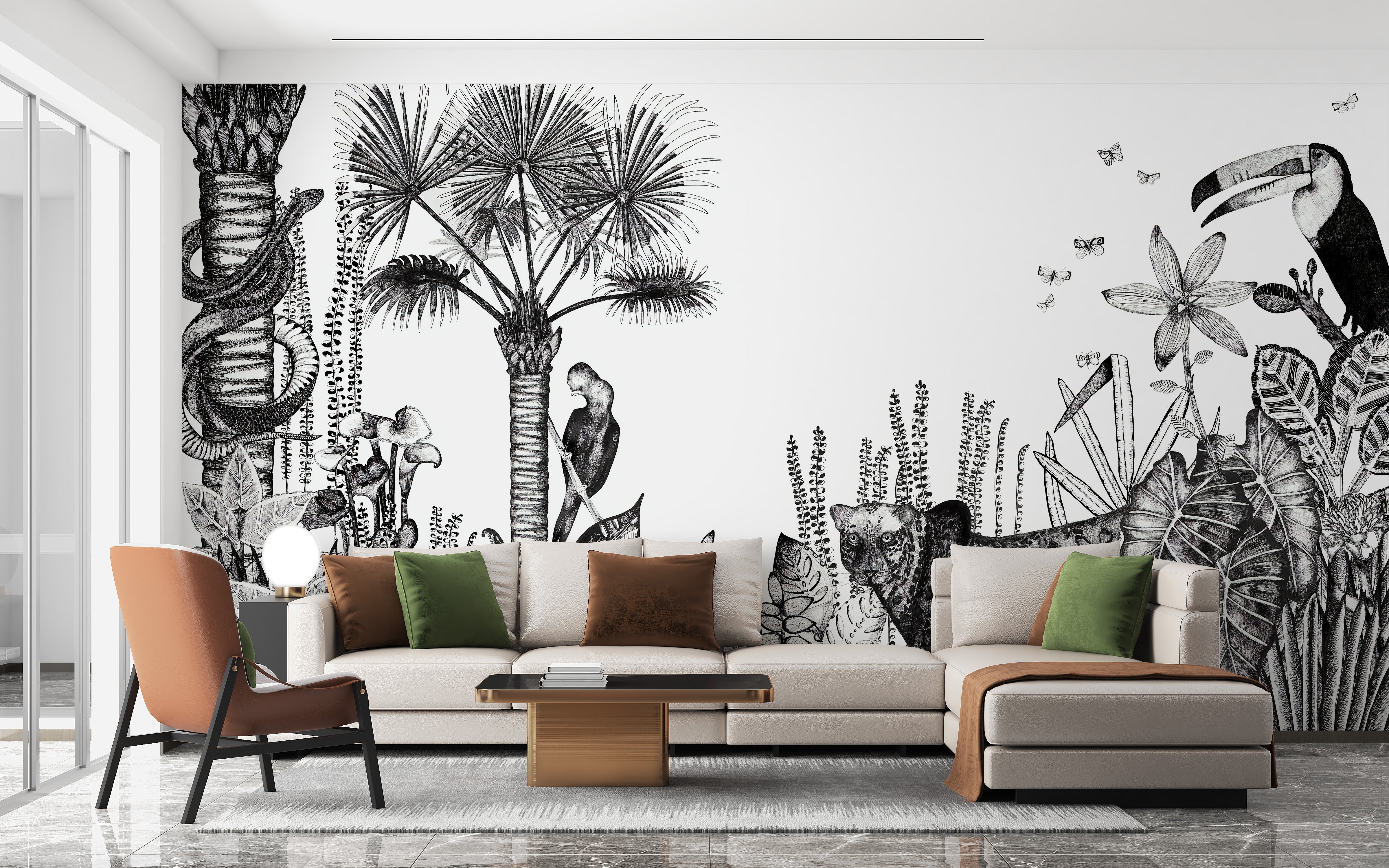 Charcoal pencil art tropical wallpaper tones
