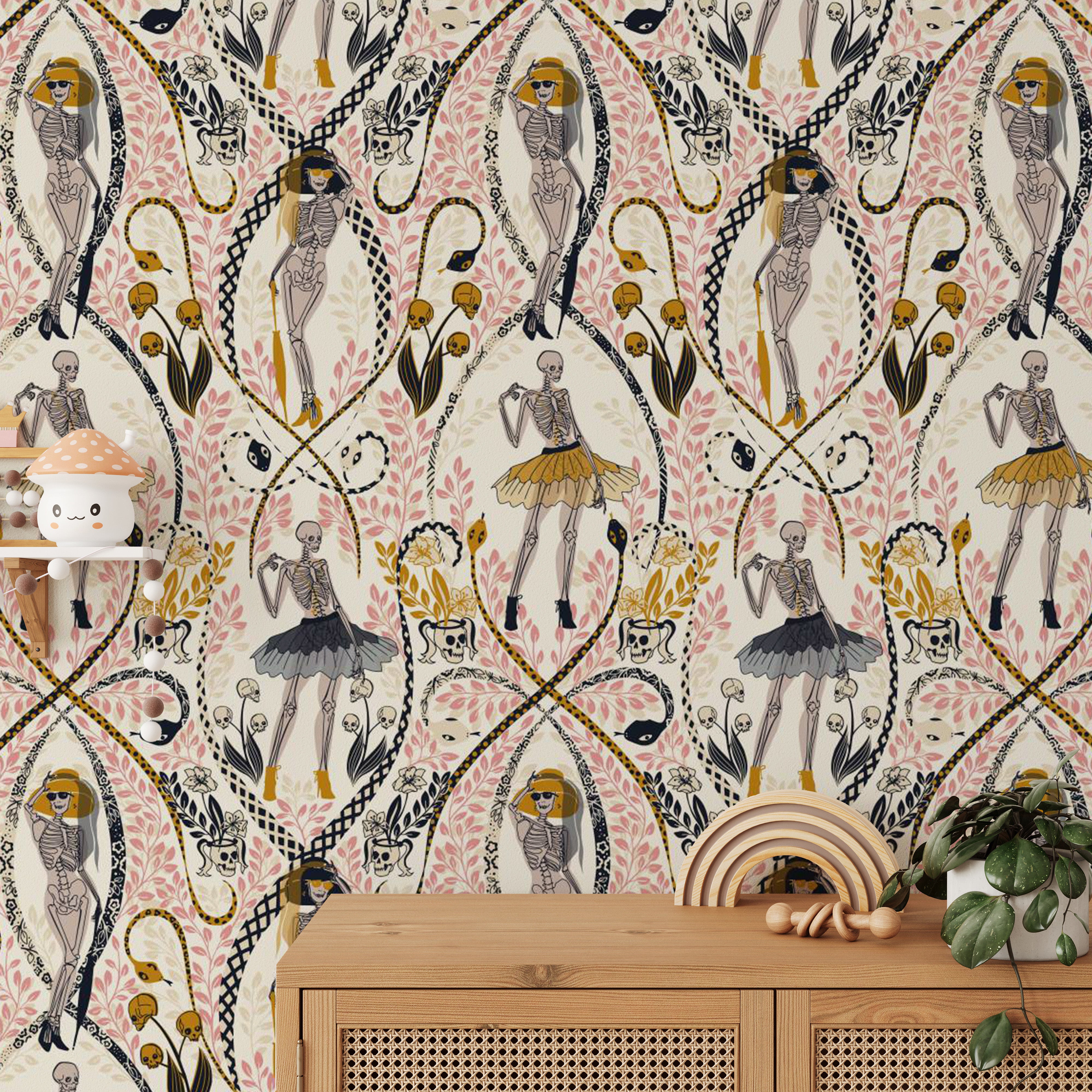 Chic Halloween wallpaper with retro rendezvous vibe