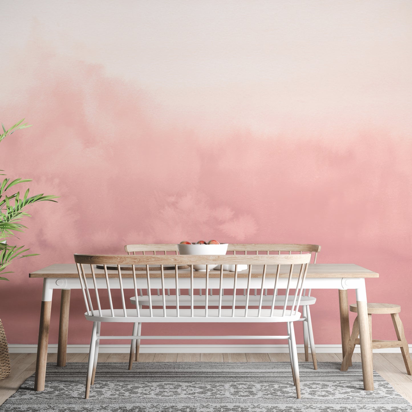 Pink Watercolor Ombre Peel and Stick Wallpaper