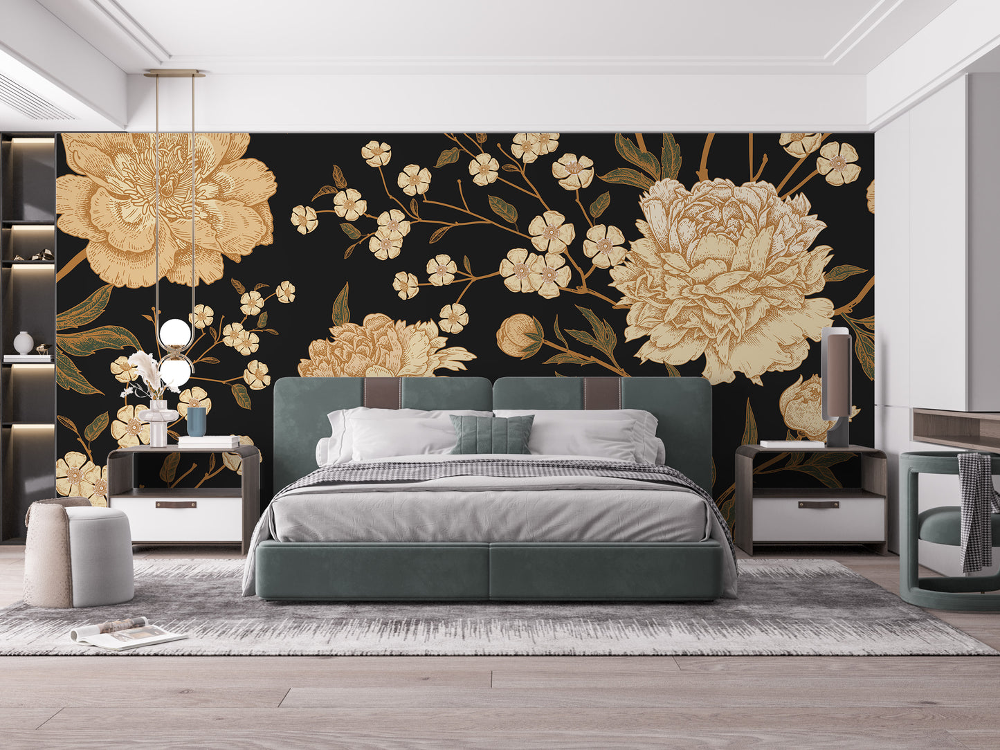 Bold and romantic peony mural wallpaper