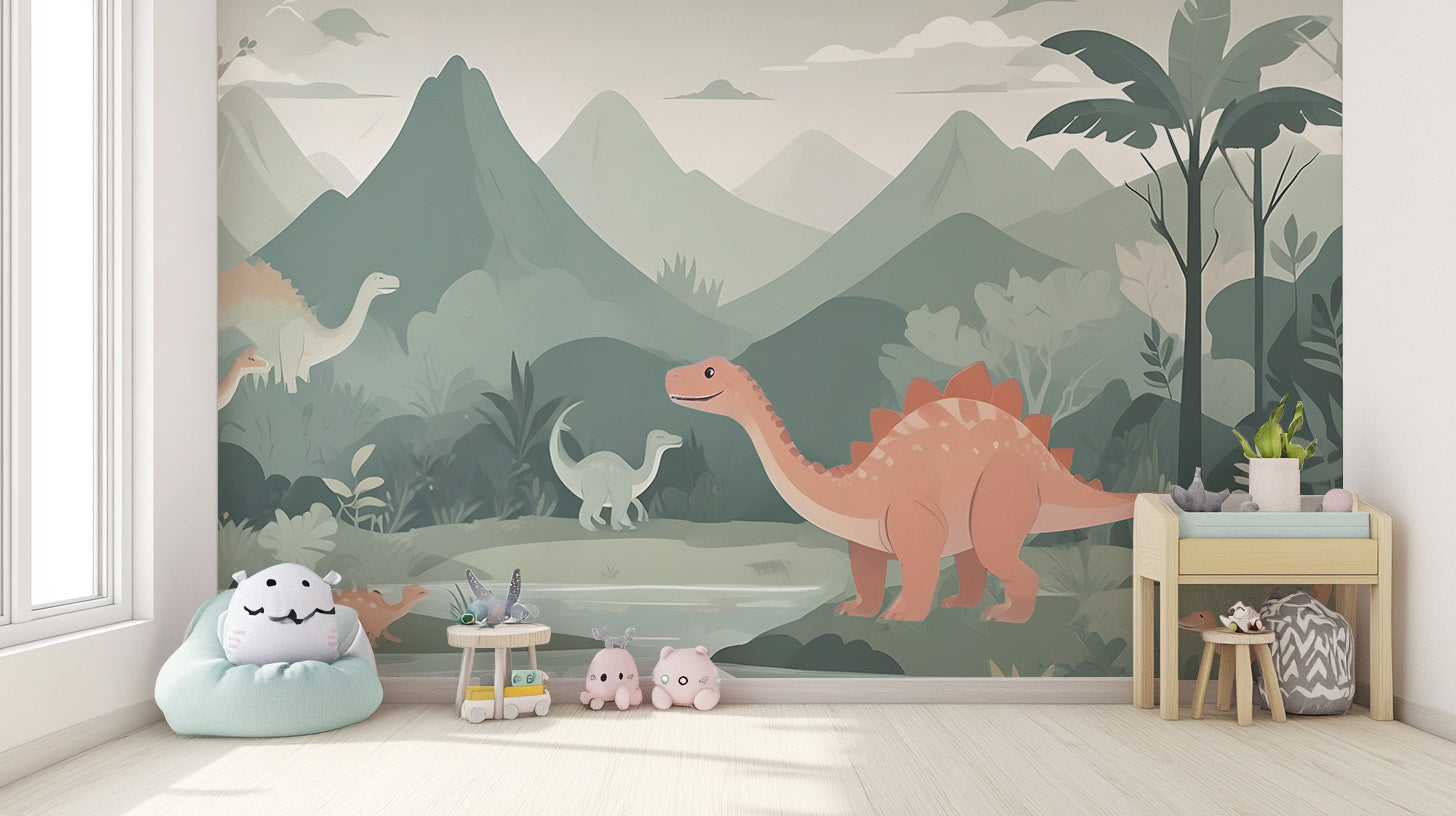 Kids Dinosaur Wallpaper Mural - Giffywalls