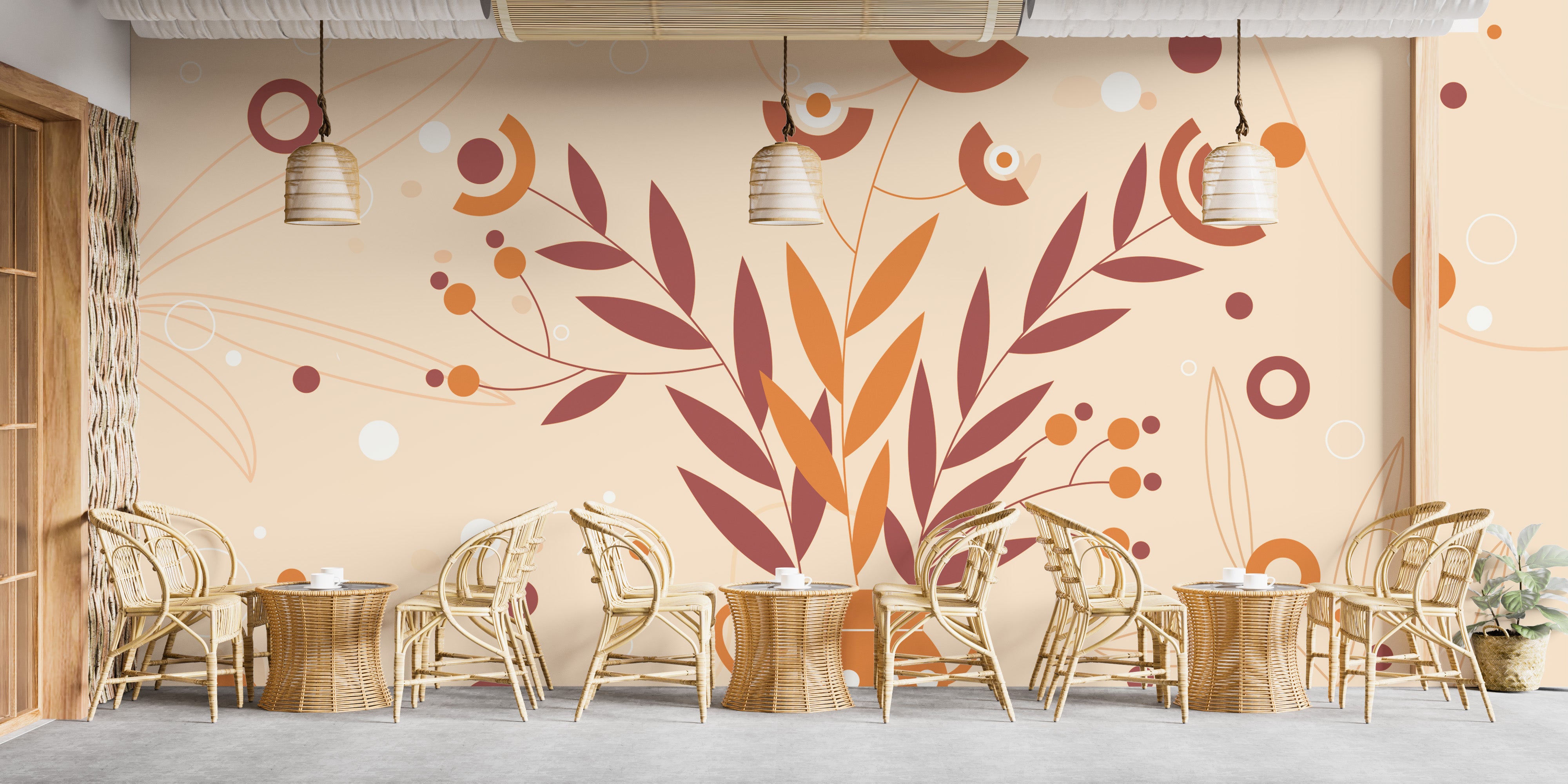 Autumn vase art wallpaper mural for a refined wall look.
