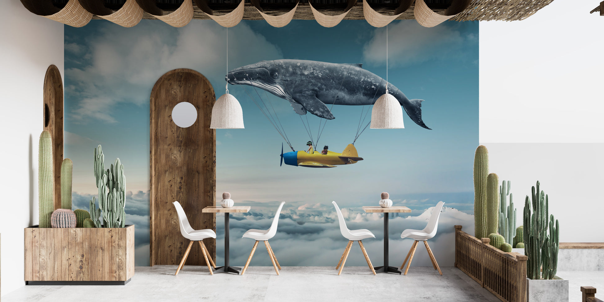 Fantasy Whale Sky Scene Wall Art
