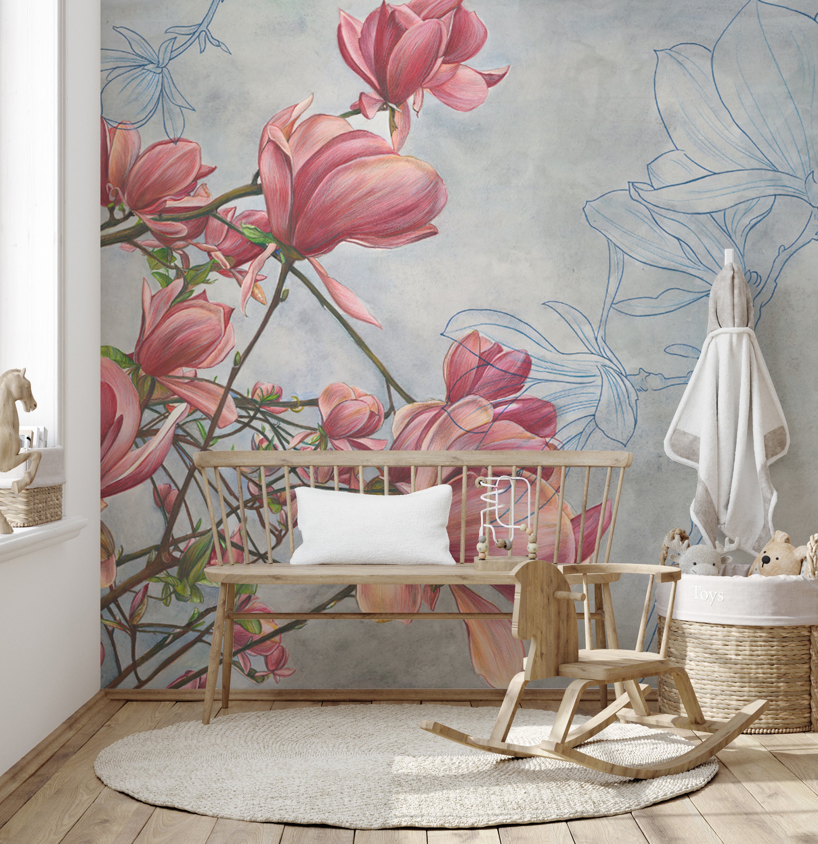 Luxurious magnolia wallpaper to elevate your home interior.
