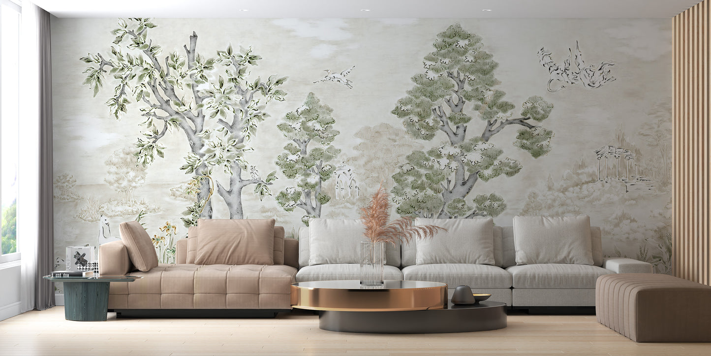 Watercolor Tress Wallpaper Murals