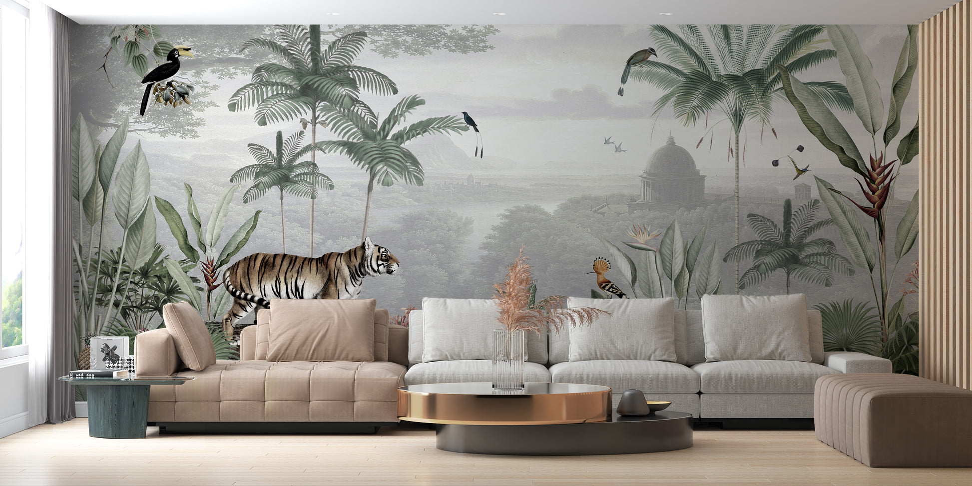 Bold tropical tiger peel and stick wallpaper