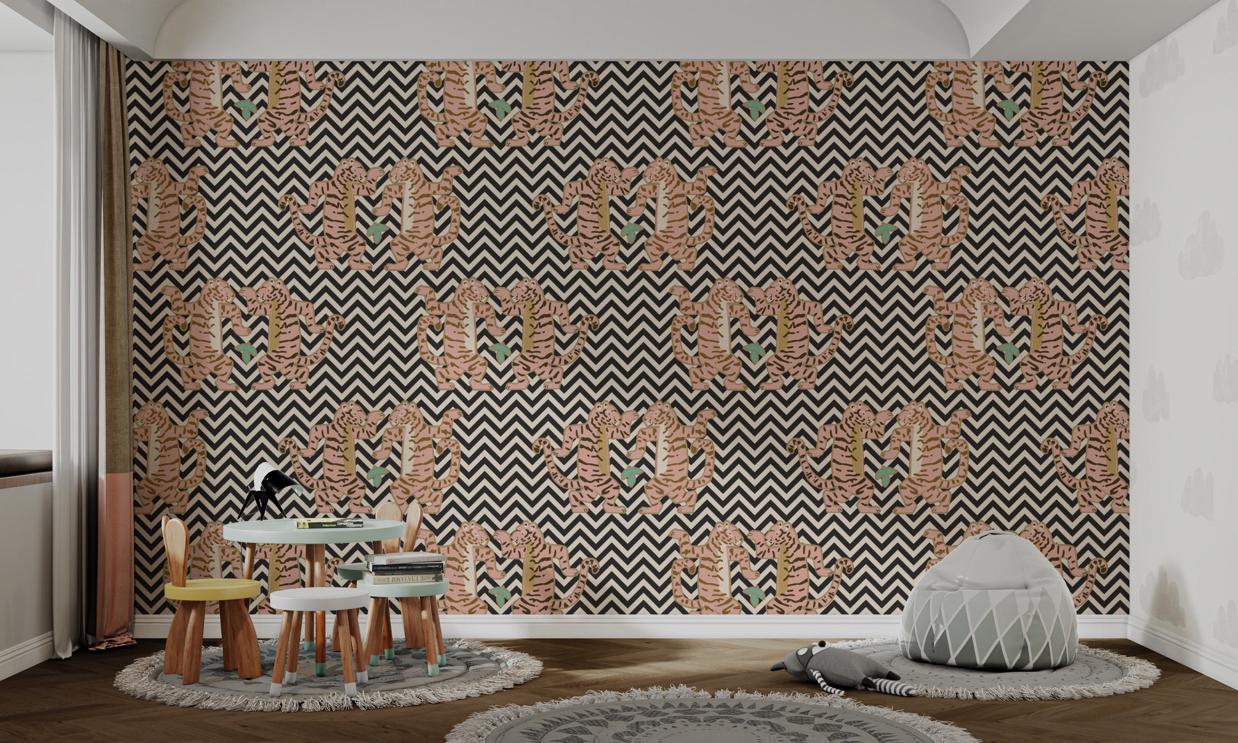 Stylish Zigzag Tiger Pattern Wallpaper
