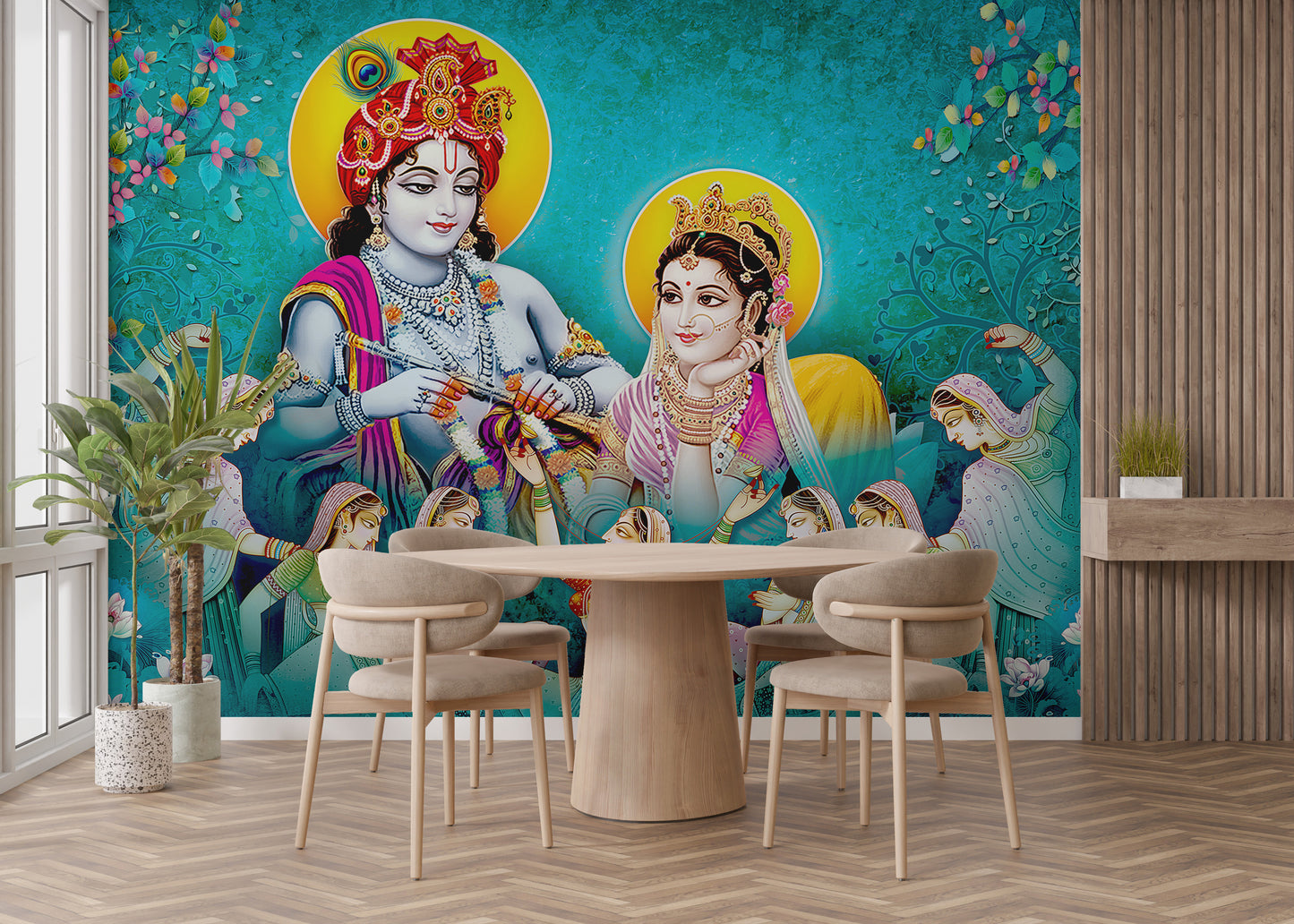 Lord Radhe Krishna and Gopis Wall mural