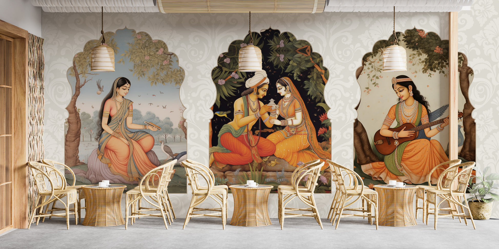 Royal Eastern-inspired wallpaper mural for luxurious decor.
