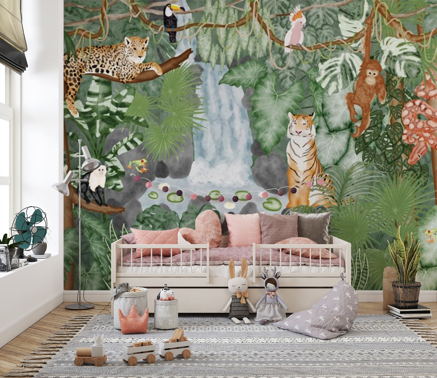 Tropical Fauna Fantasy Fresco Mural