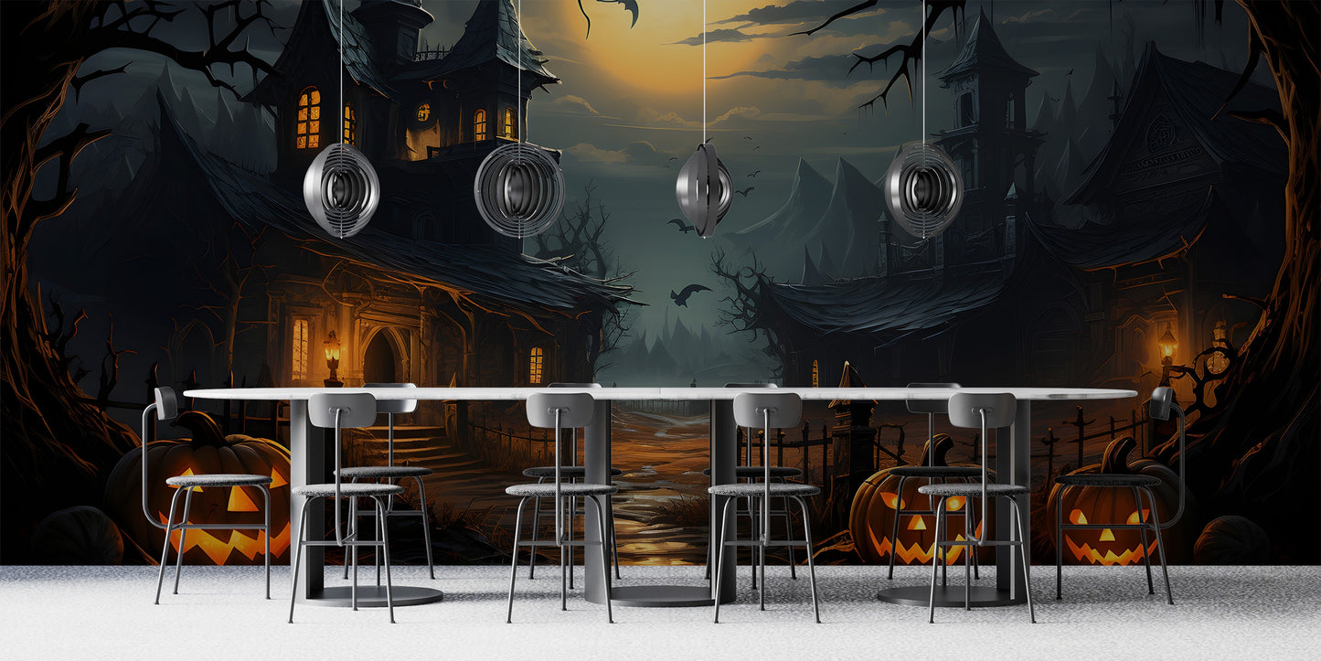 Spooky Haunted House Wallpaper Mural