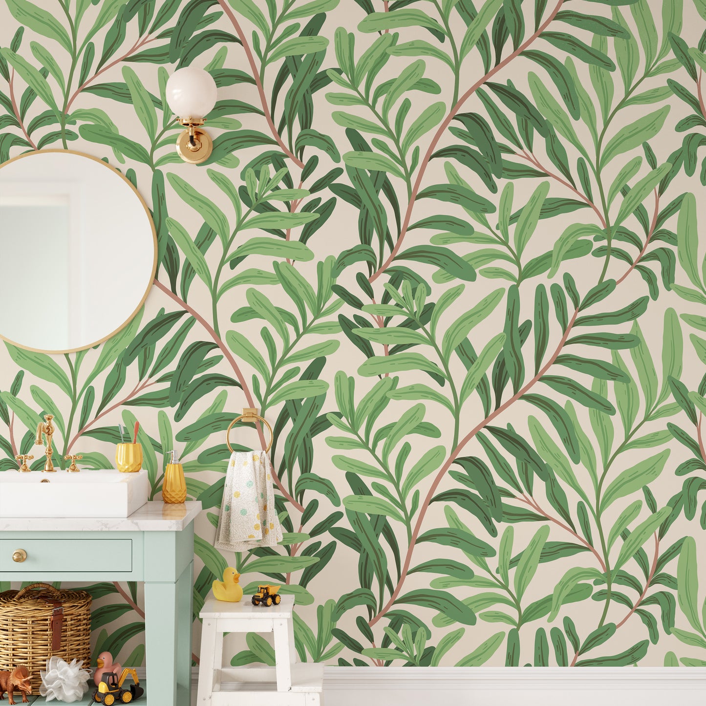 Leafy wallpaper with elegant botanical style