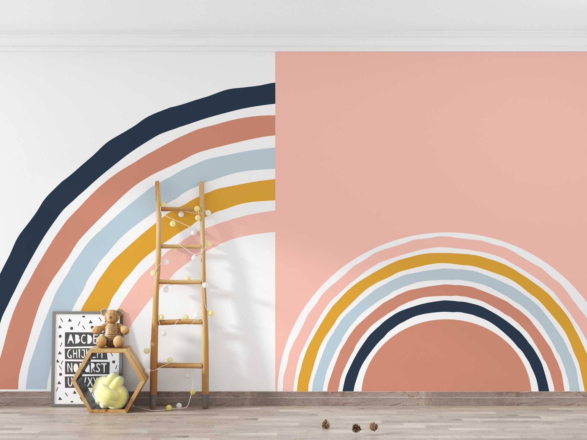 Bold and vibrant rainbow wallpaper design
