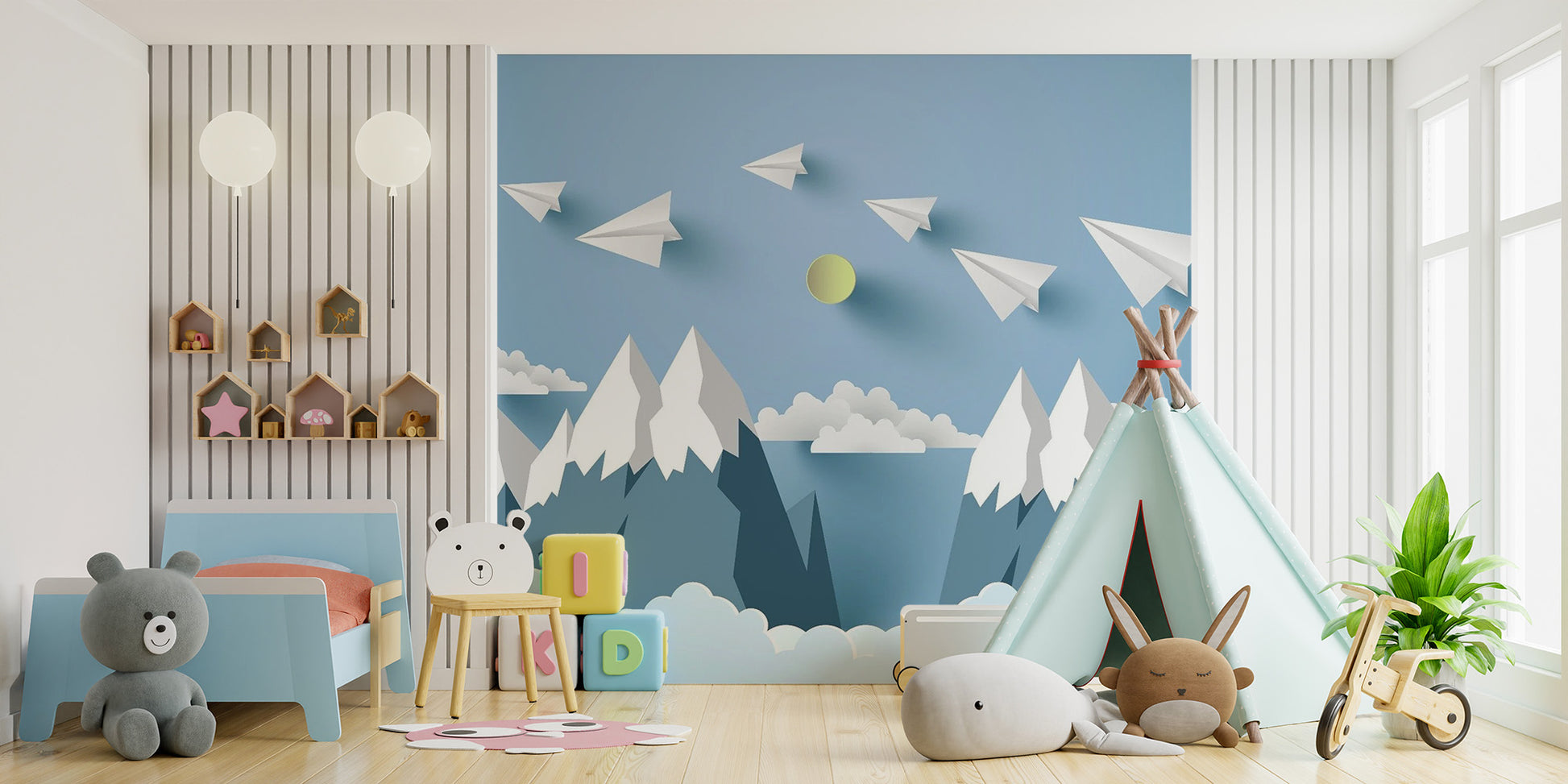 Flying Planes on Mountain Peel and Stick Wallpaper for walls
