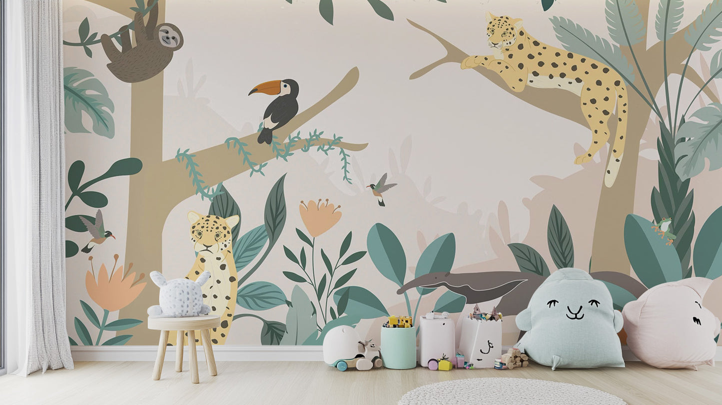 Kids Jungle Animal Wallpaper Mural