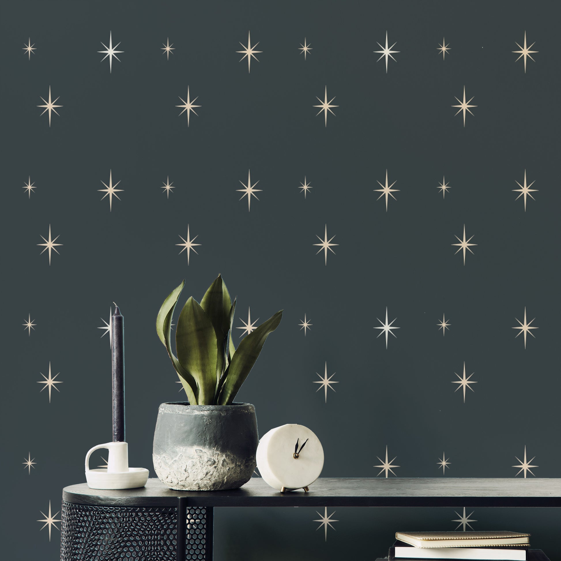 Starburst Dark Blue Wallpaper with radiant design
