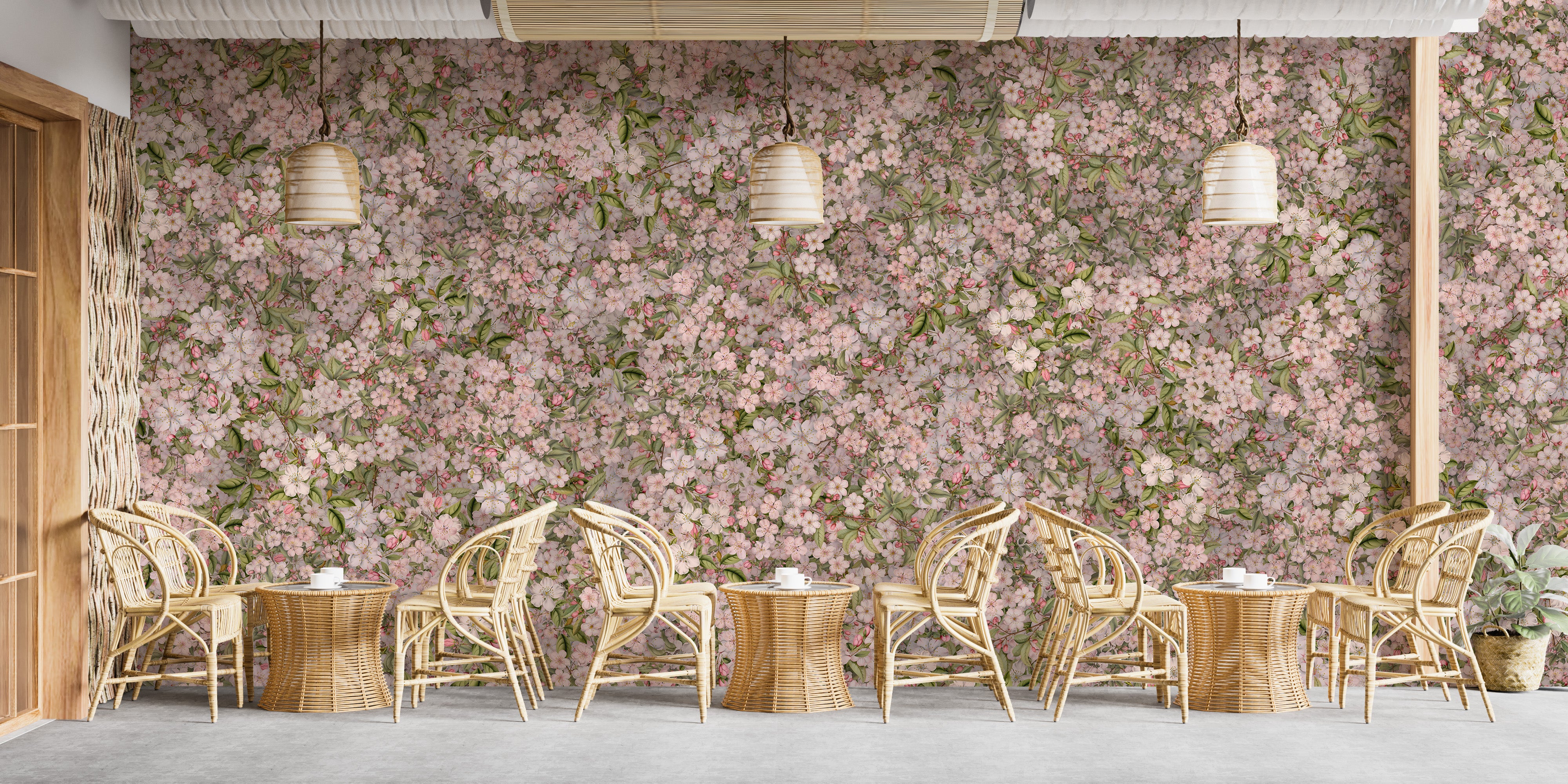 Floral cherry blossom wallpaper for elegant interiors
