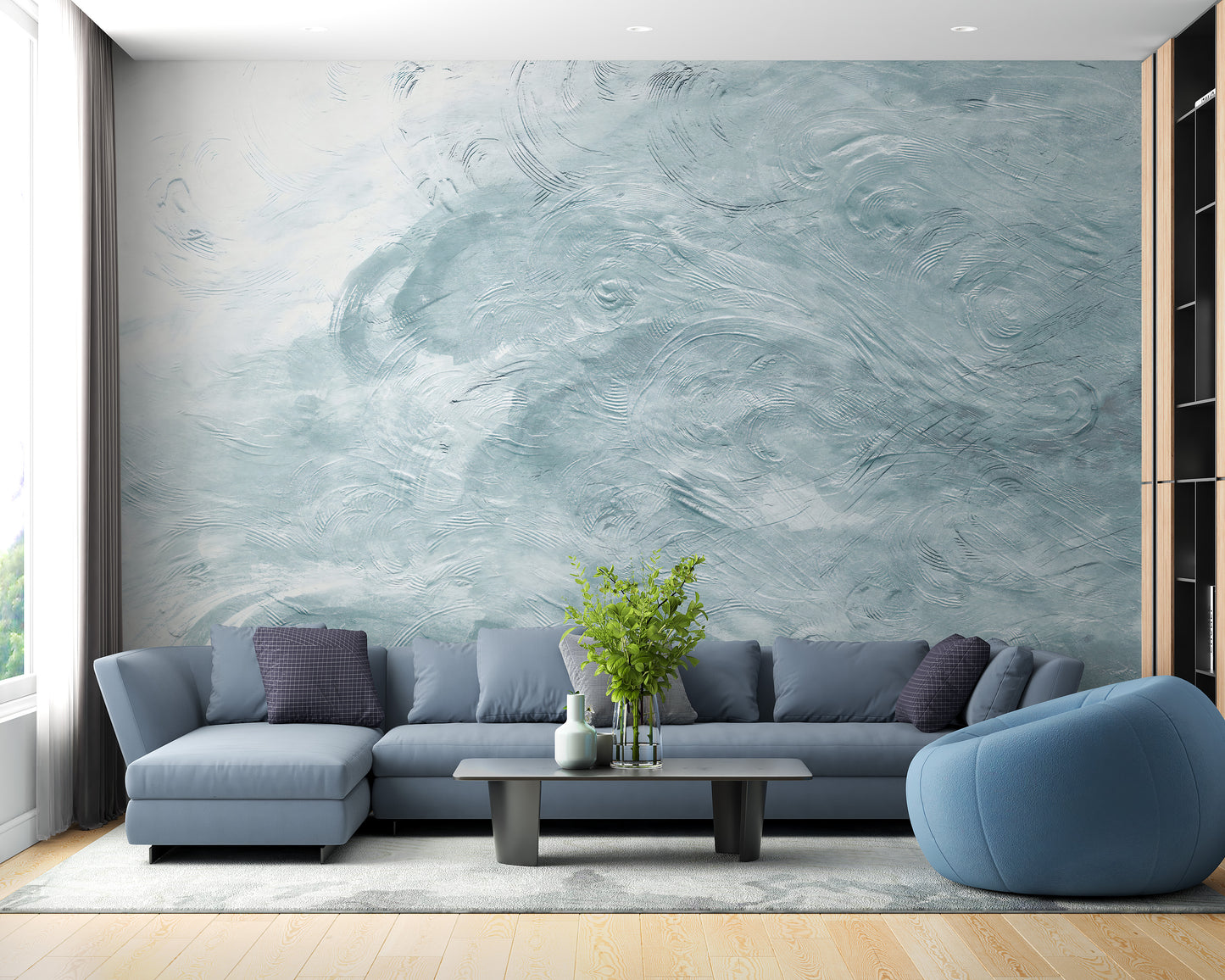 Watercolor Blue Waves Wallpaper Murals