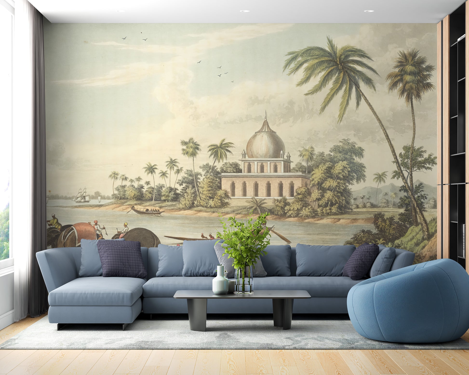 Artistic Indian city wallpaper mural view