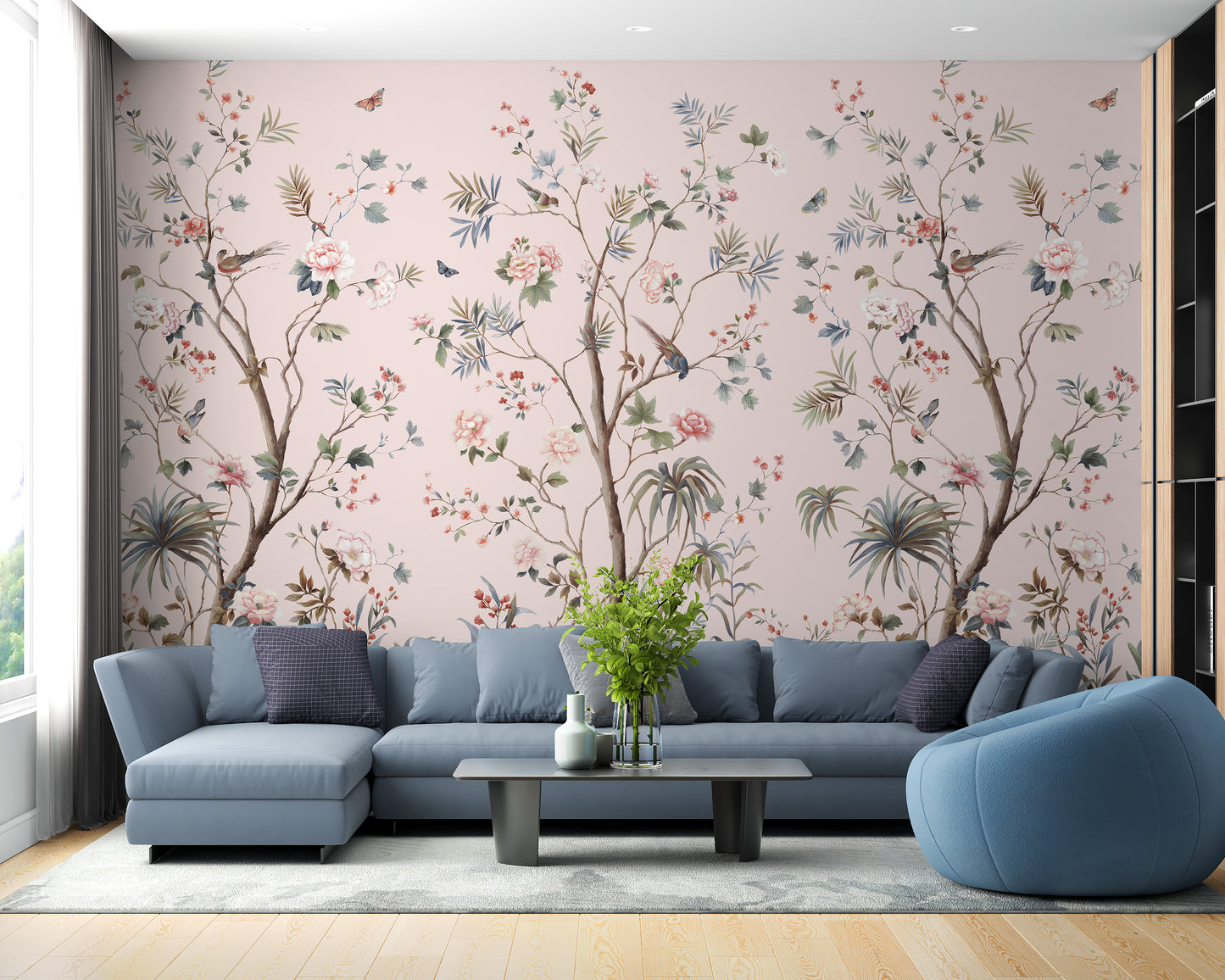 Floral Design Pink Chinoiseries wallpaper