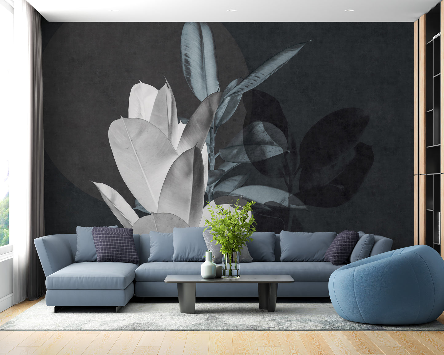 Large Leaves Textured Wallpaper Murals