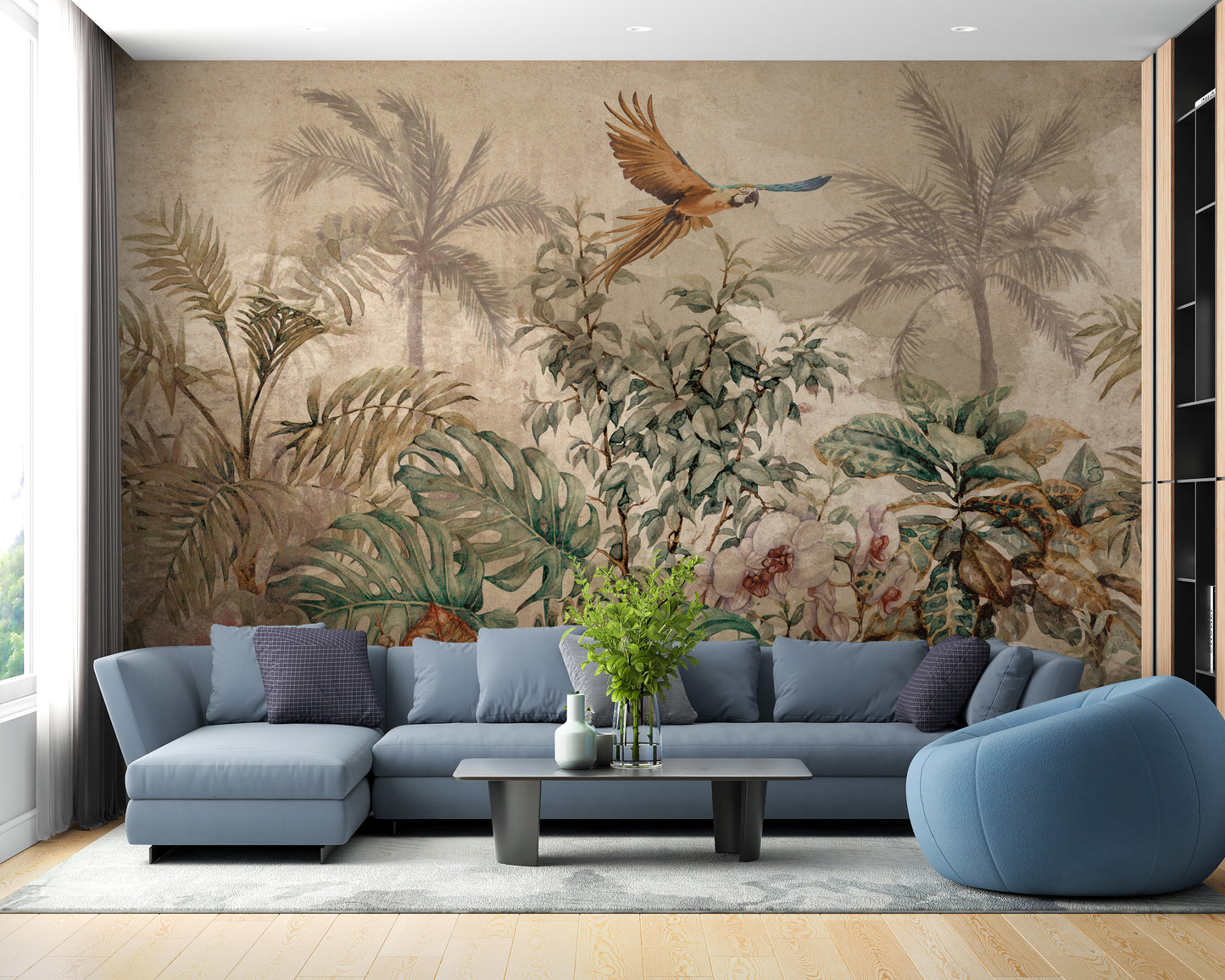 Sepia Colored Tropical Forest Wallpaper Murals