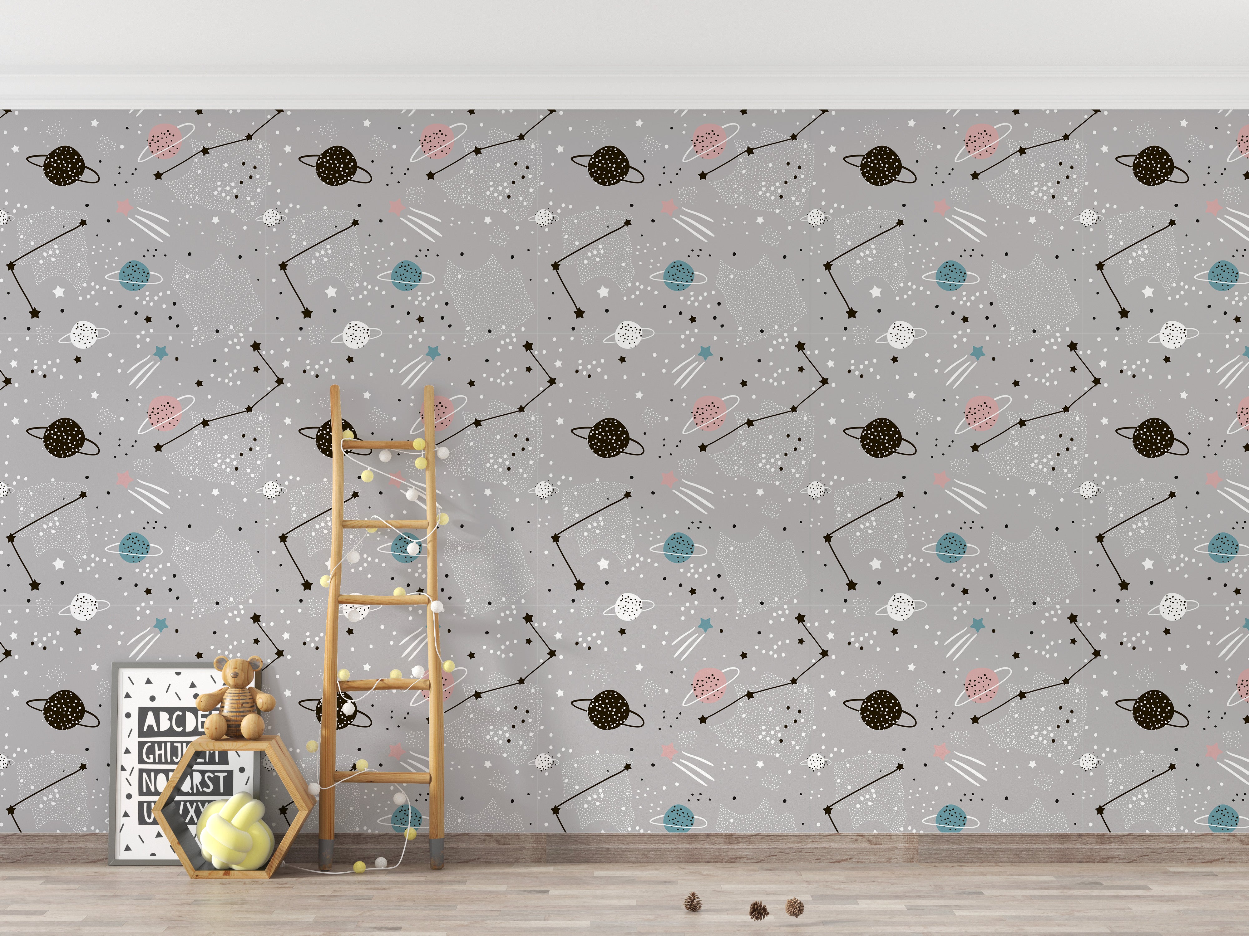 Space-themed wallpaper with constellations
