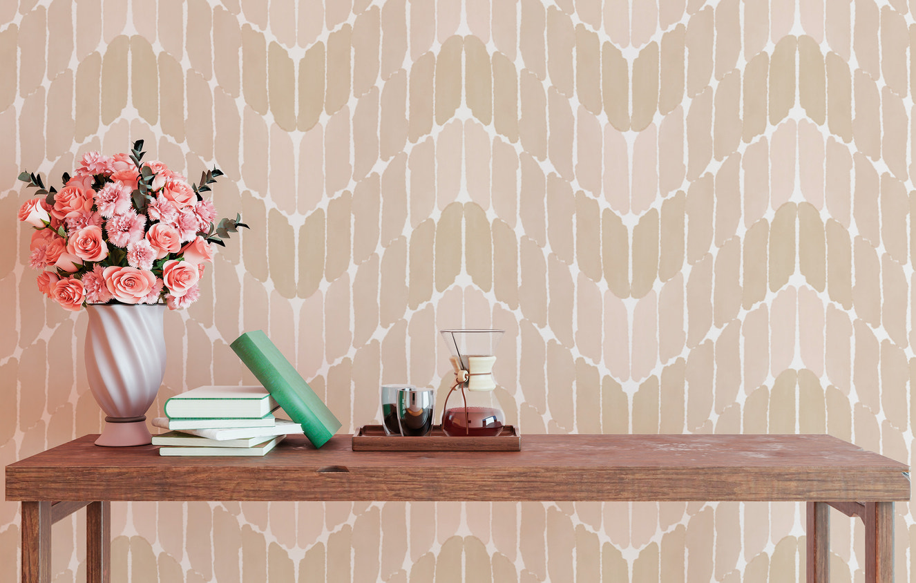 Subtle grey chevron wallpaper with paint stroke design for cozy walls.
