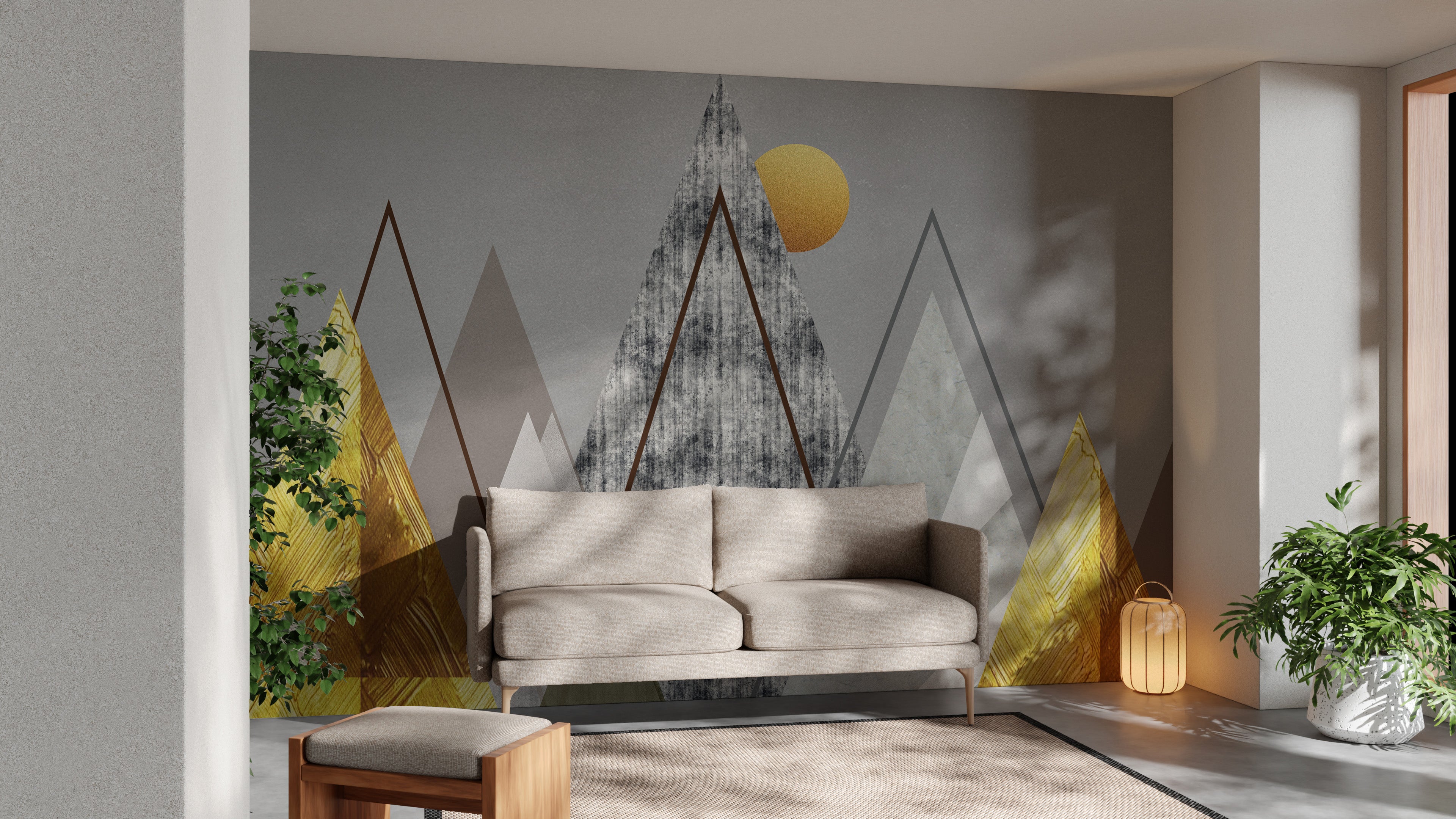 Modern abstract geometric wallpaper mural for bold interiors.
