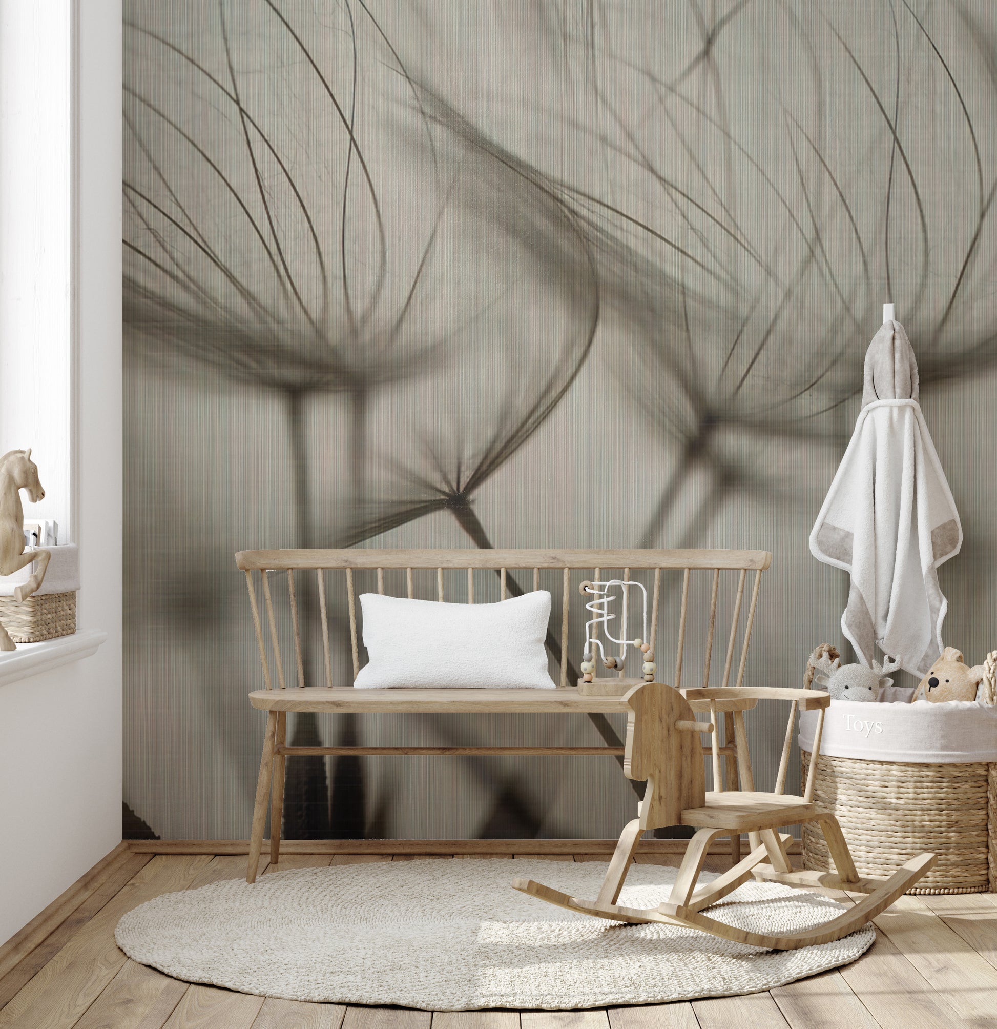 Dandelion Breeze wallpaper mural with soft and airy design