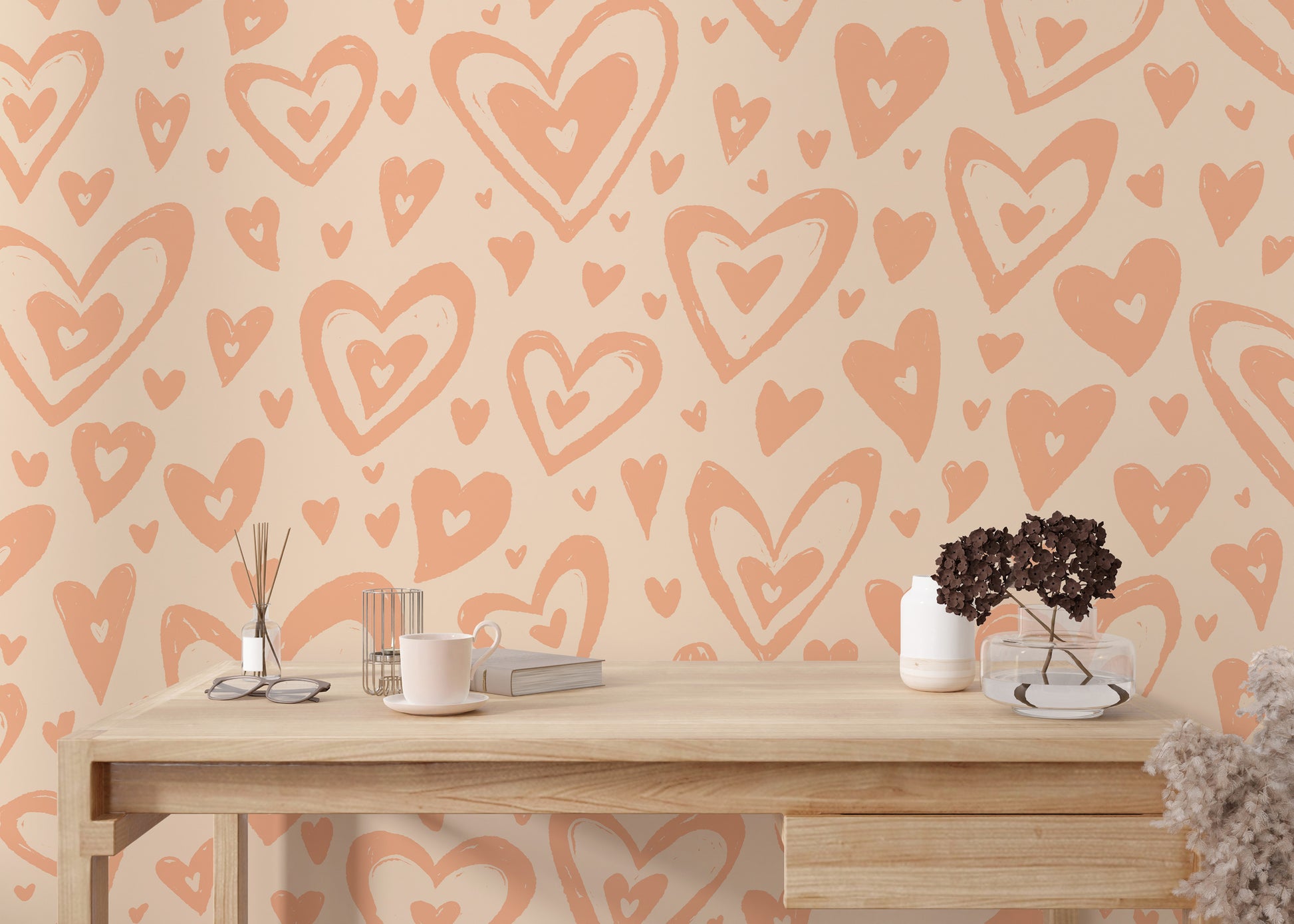 Adorable peach hearts wallpaper for a soft and playful vibe.
