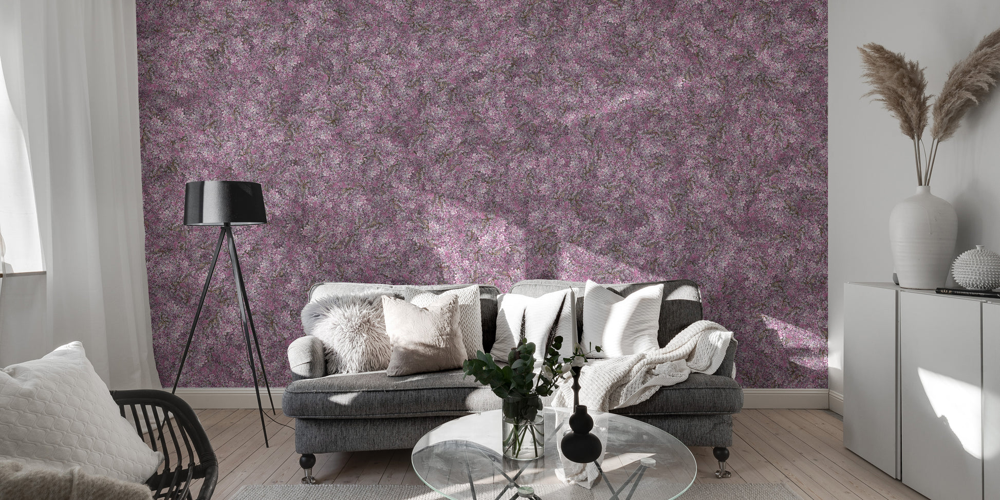 Purple botanical wallpaper murals for walls
