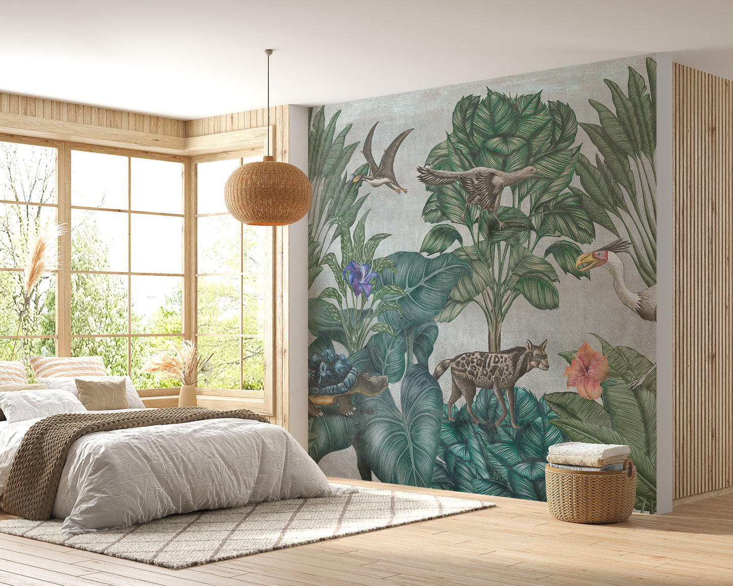 Artistic Painted Wildlife Forest Wallpaper Mural