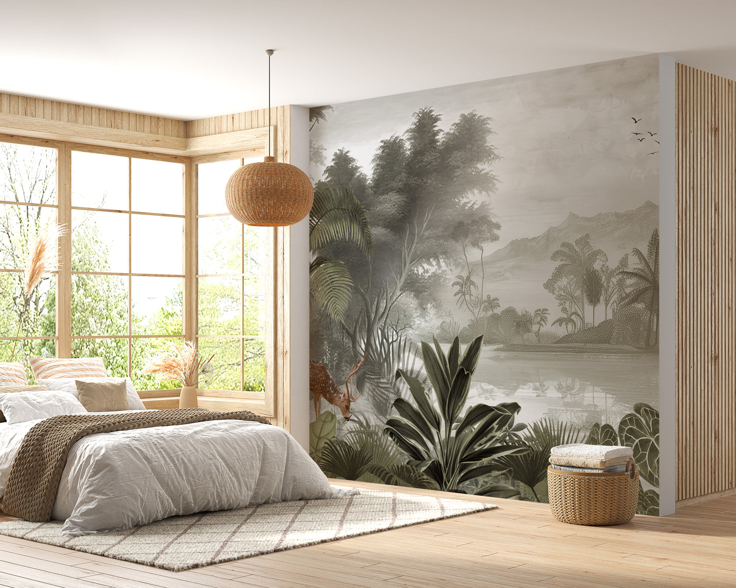 Scenic jungle kingdom wall mural design
