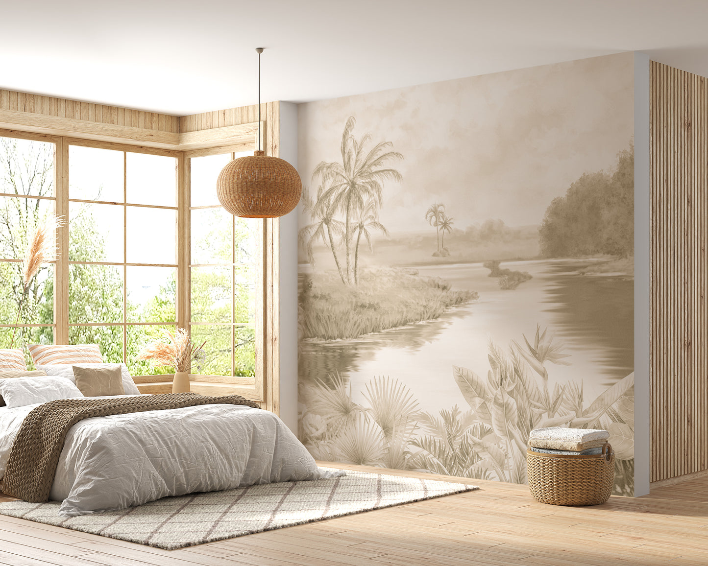 Blue Tone Shadowy Lakeshore Wallpaper Murals