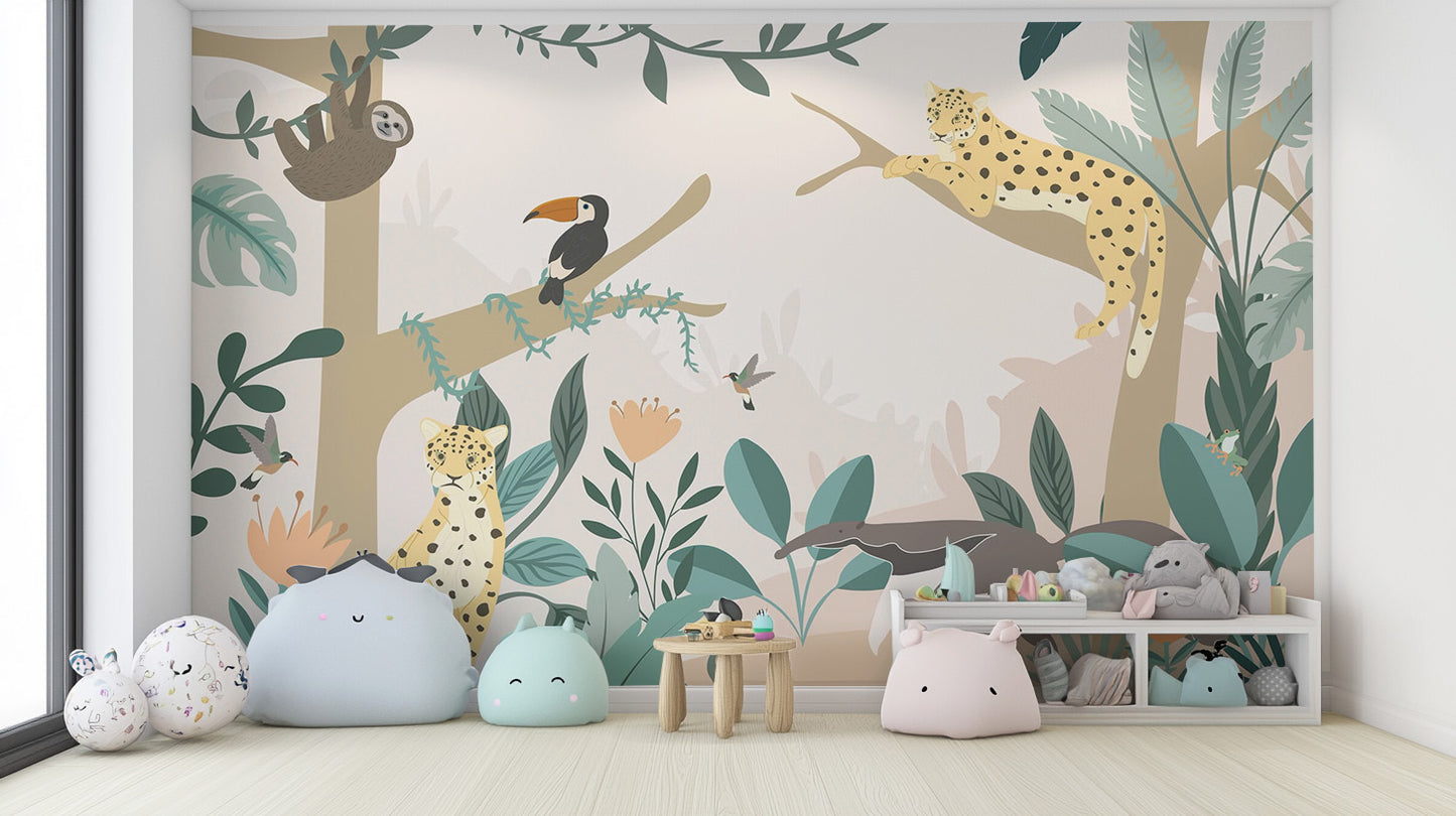 Kids Jungle Animal Wallpaper Mural