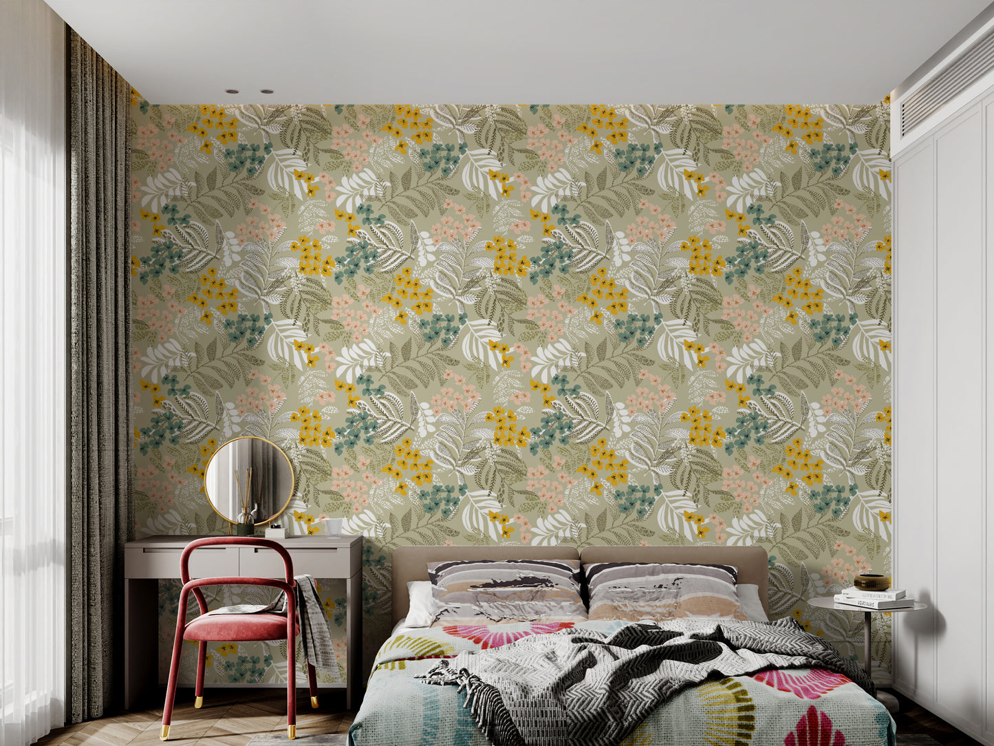 Vibrant Botanical Harmony Wallpaper for Interiors
