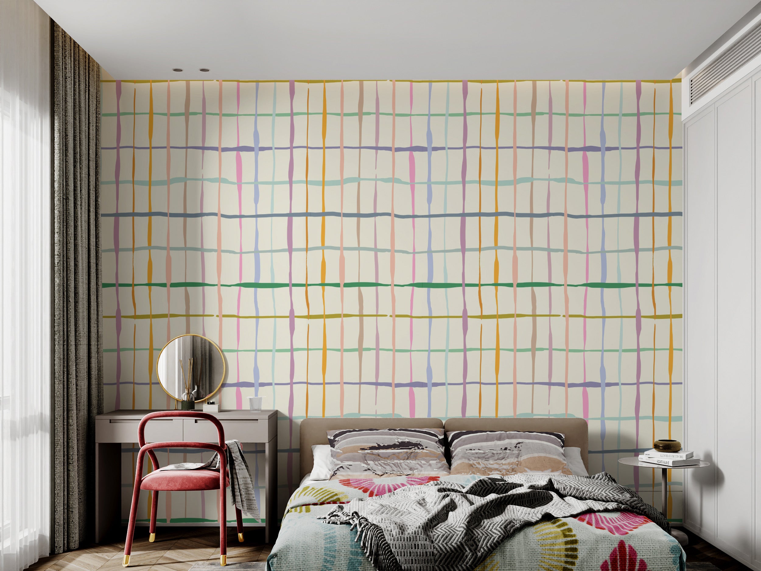 Pastel HydroTartan wallpaper with artistic watercolor details.
