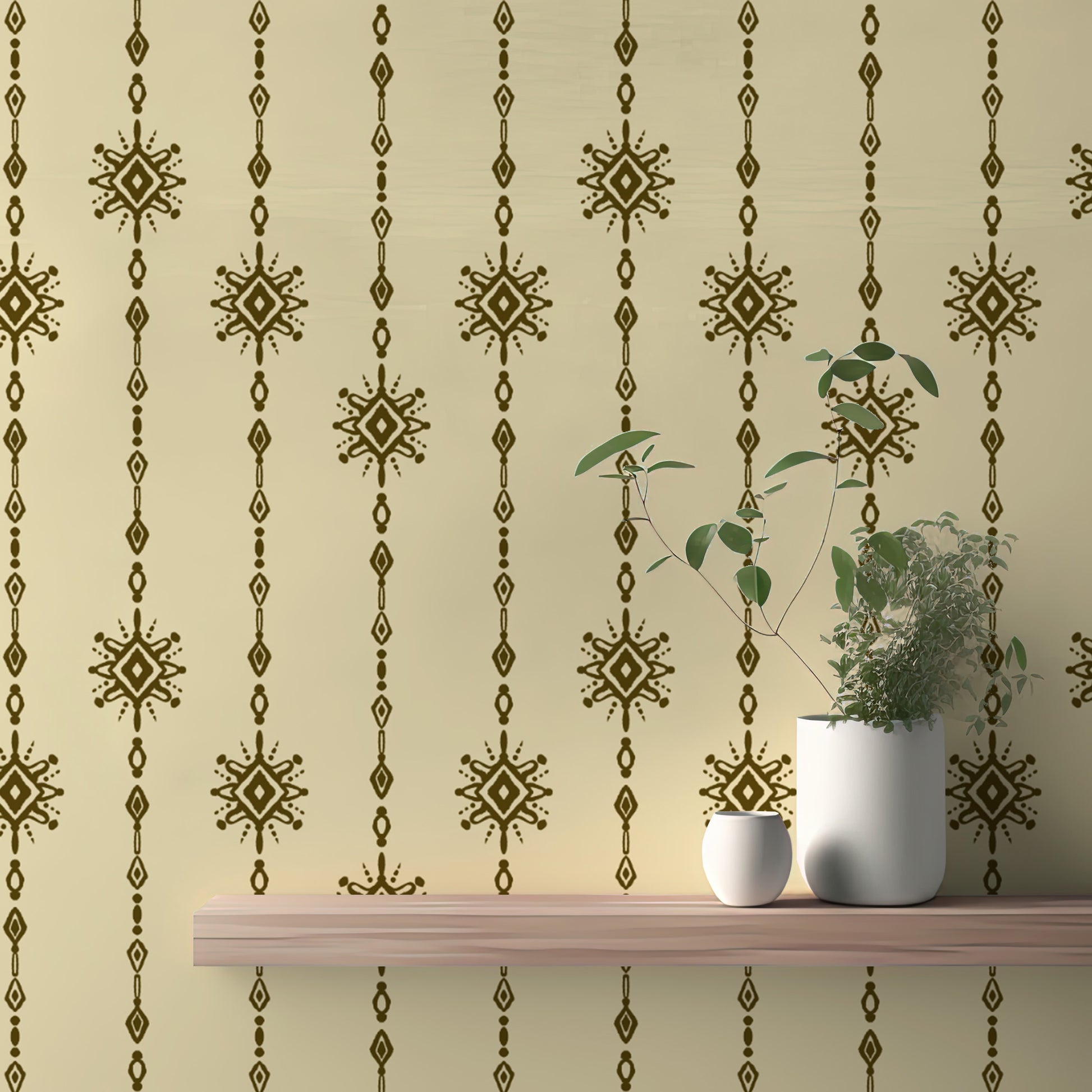 Stylish artistic bead curtain wallpaper for modern interiors.
