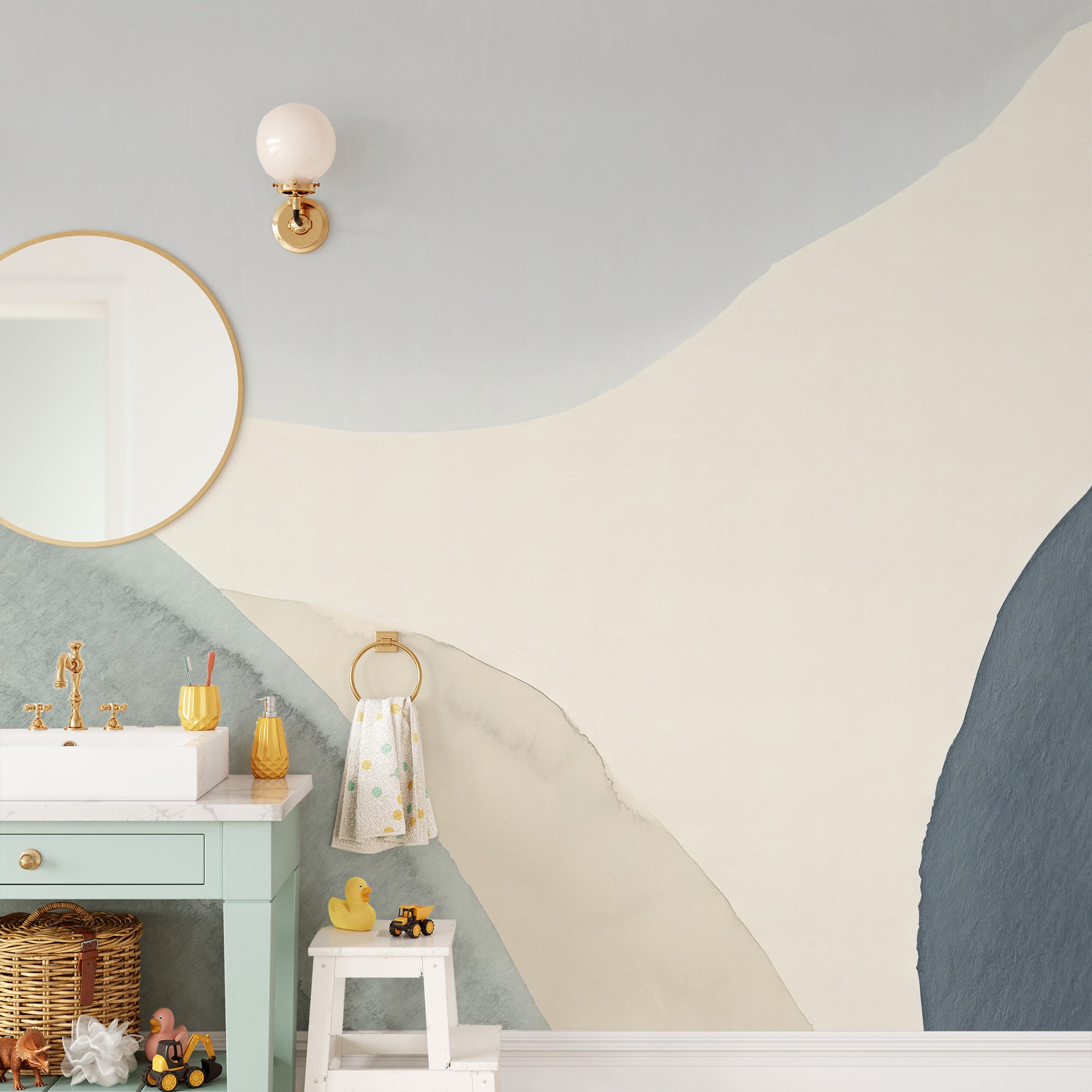 Elegant contour designs bring tranquility to your bathroom walls.