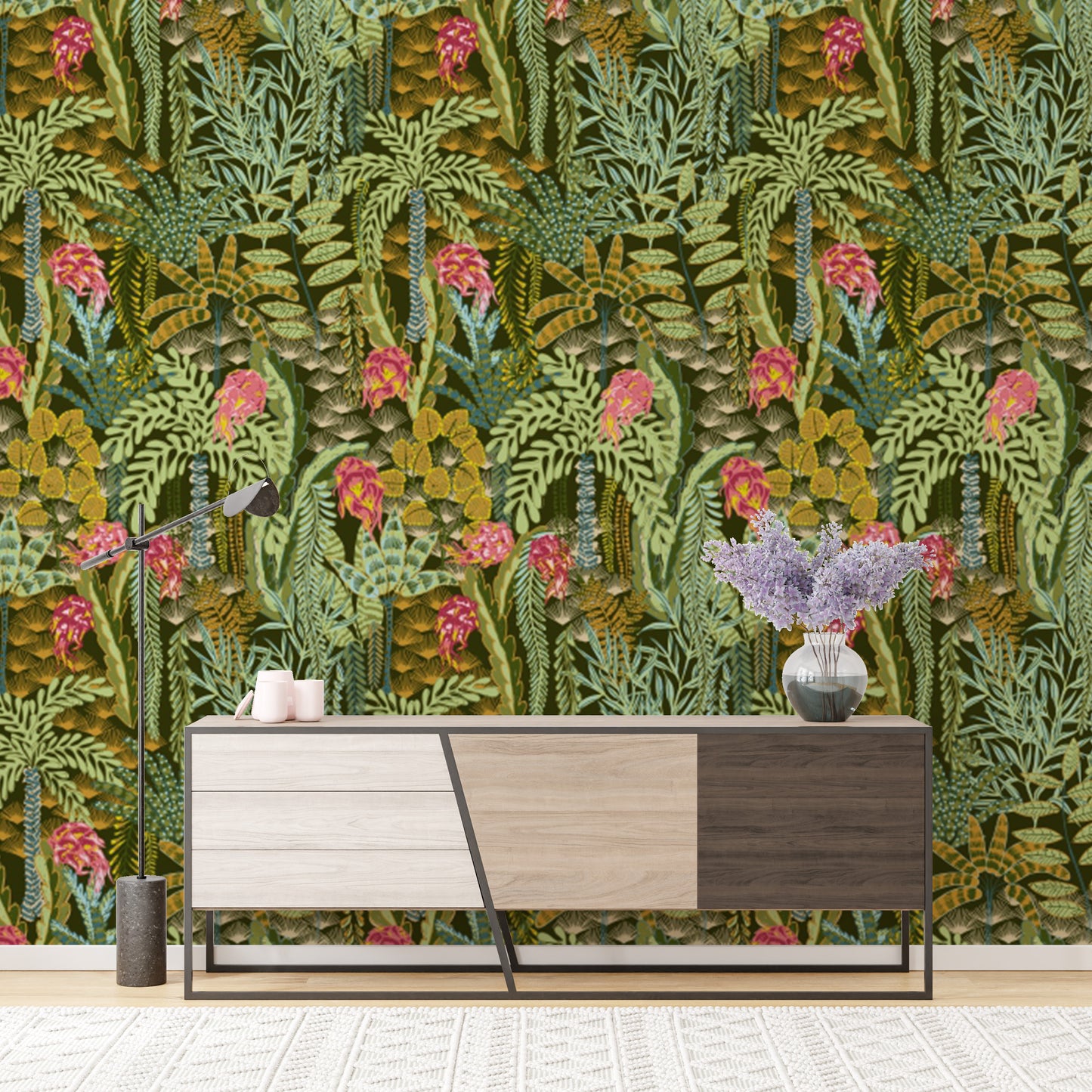 Artistic Emerald Jungle wallpaper for bold, nature-inspired decor.
