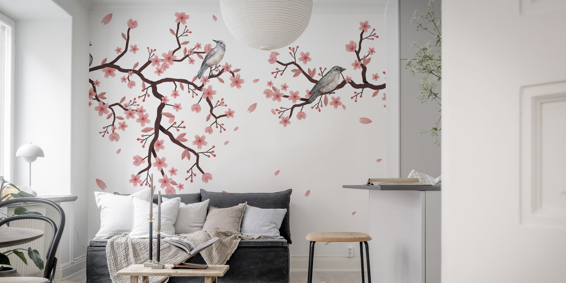 Nature-inspired Dawn Chorus Cherry Blossom Mural