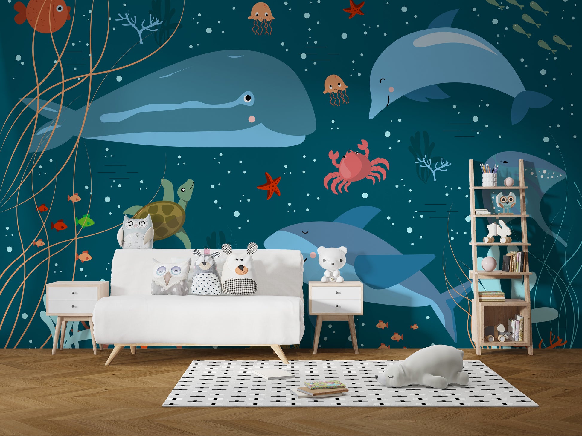 Coral reef underwater-themed wallpaper mural