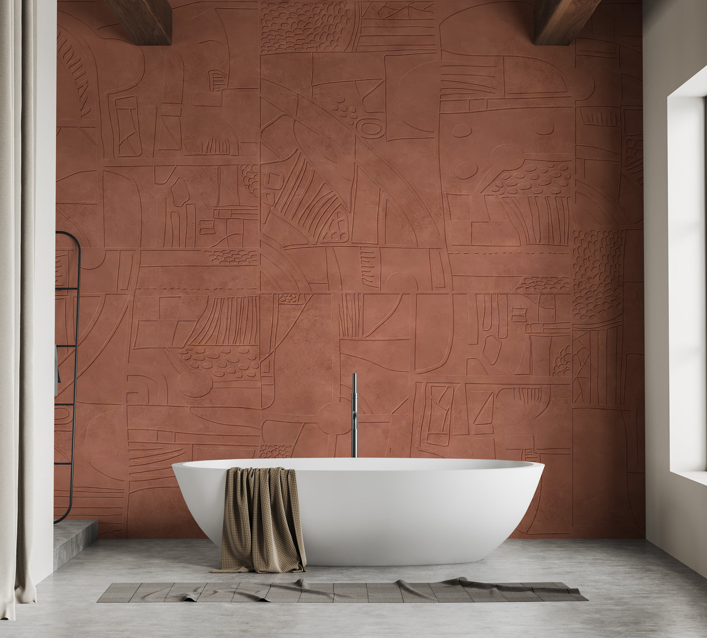 Elegant Mystic Terracotta mural for warm, earthy vibes.