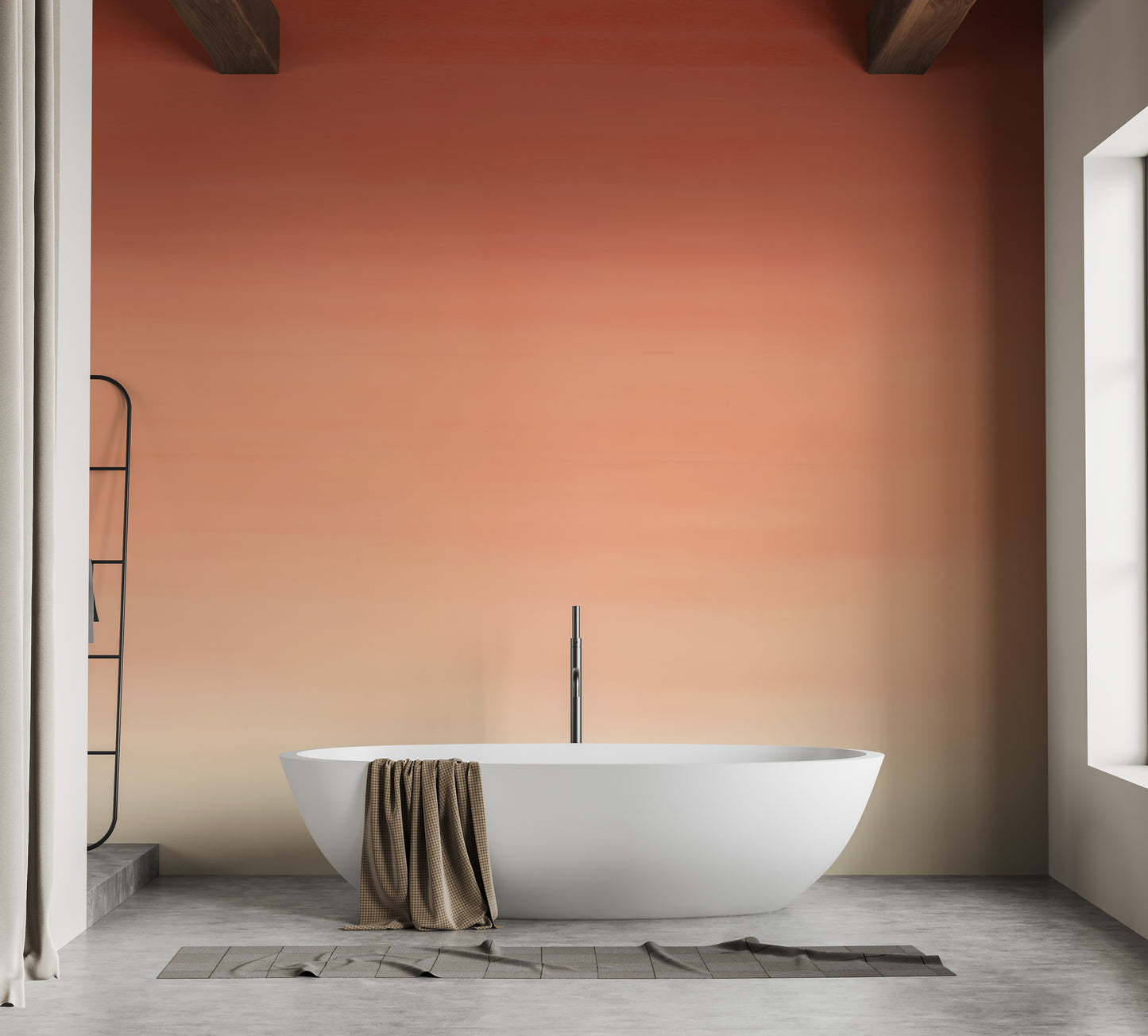 Peach ombre wallpaper for a dreamy and serene wall finish.